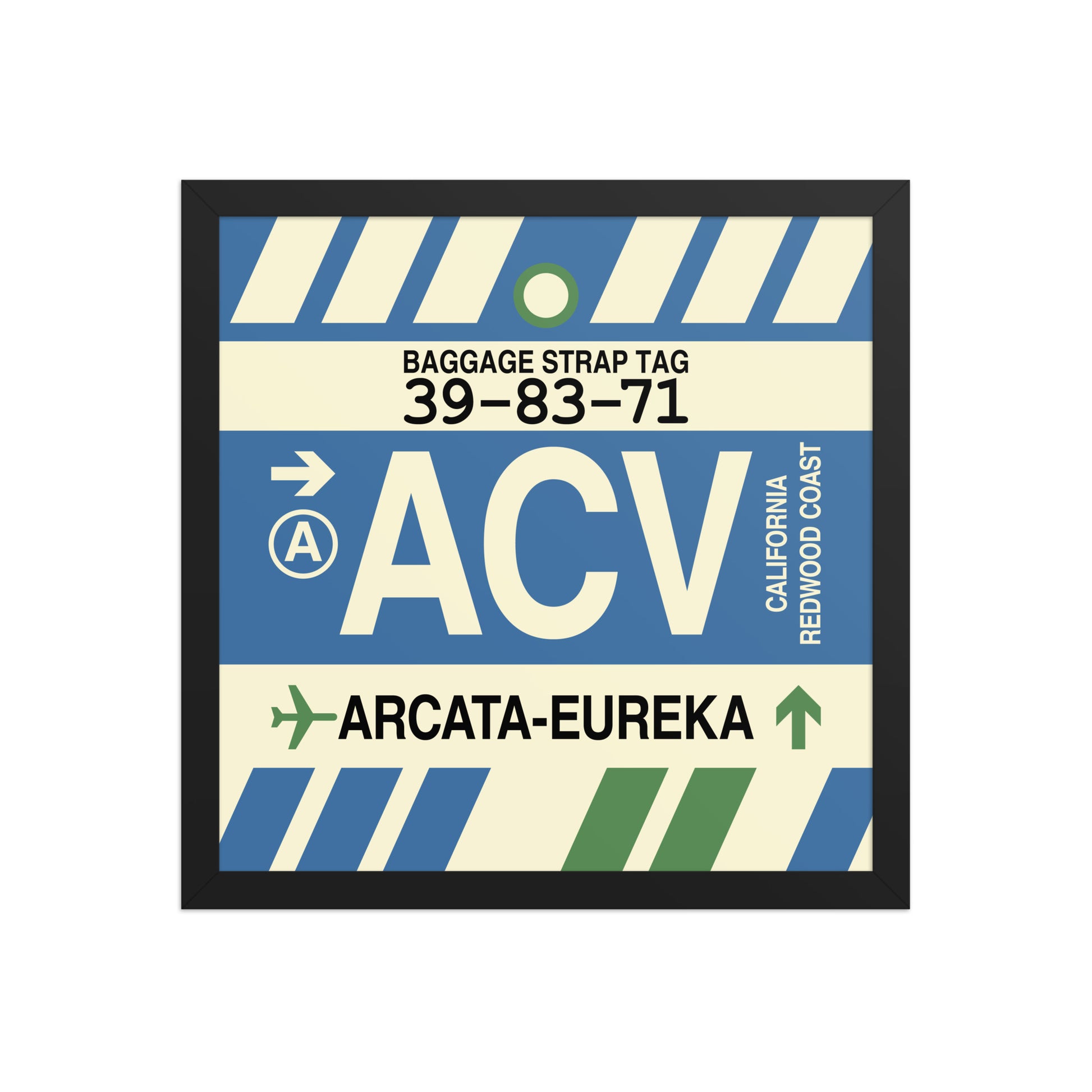 ACV Arcata-Eureka Framed Print • Jet Age Baggage Tag Design • YHM Designs - Image 04