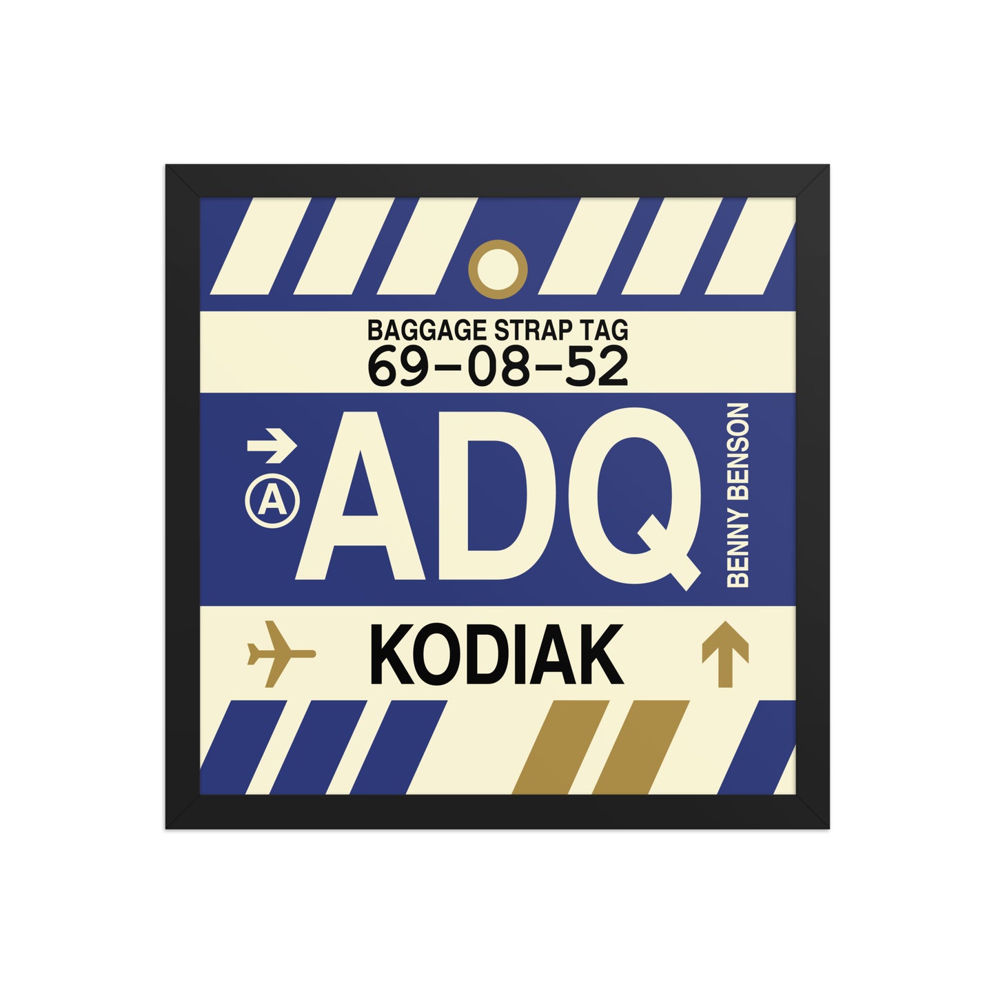 ADQ Kodiak Framed Print • Jet Age Baggage Tag Design • YHM Designs - Image 04