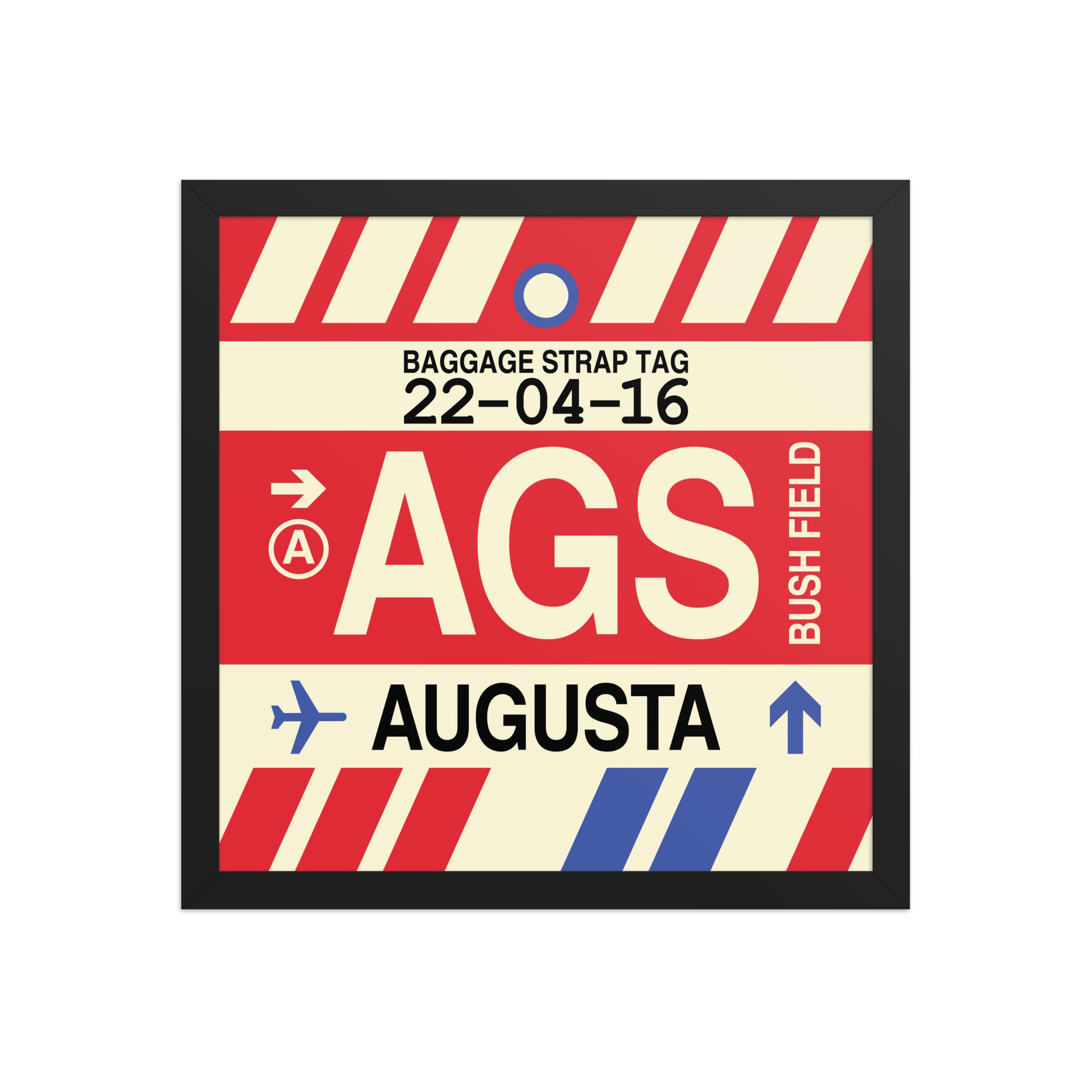 AGS Augusta Framed Print • Jet Age Baggage Tag Design • YHM Designs - Image 04