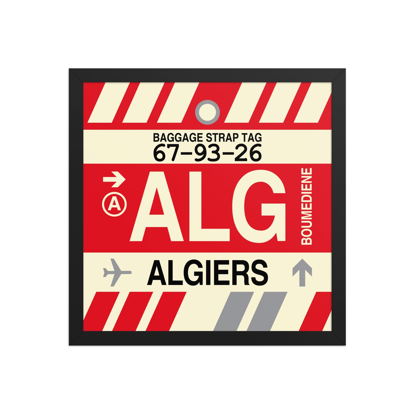 ALG Algiers Framed Print • Jet Age Baggage Tag Design • YHM Designs - Image 04