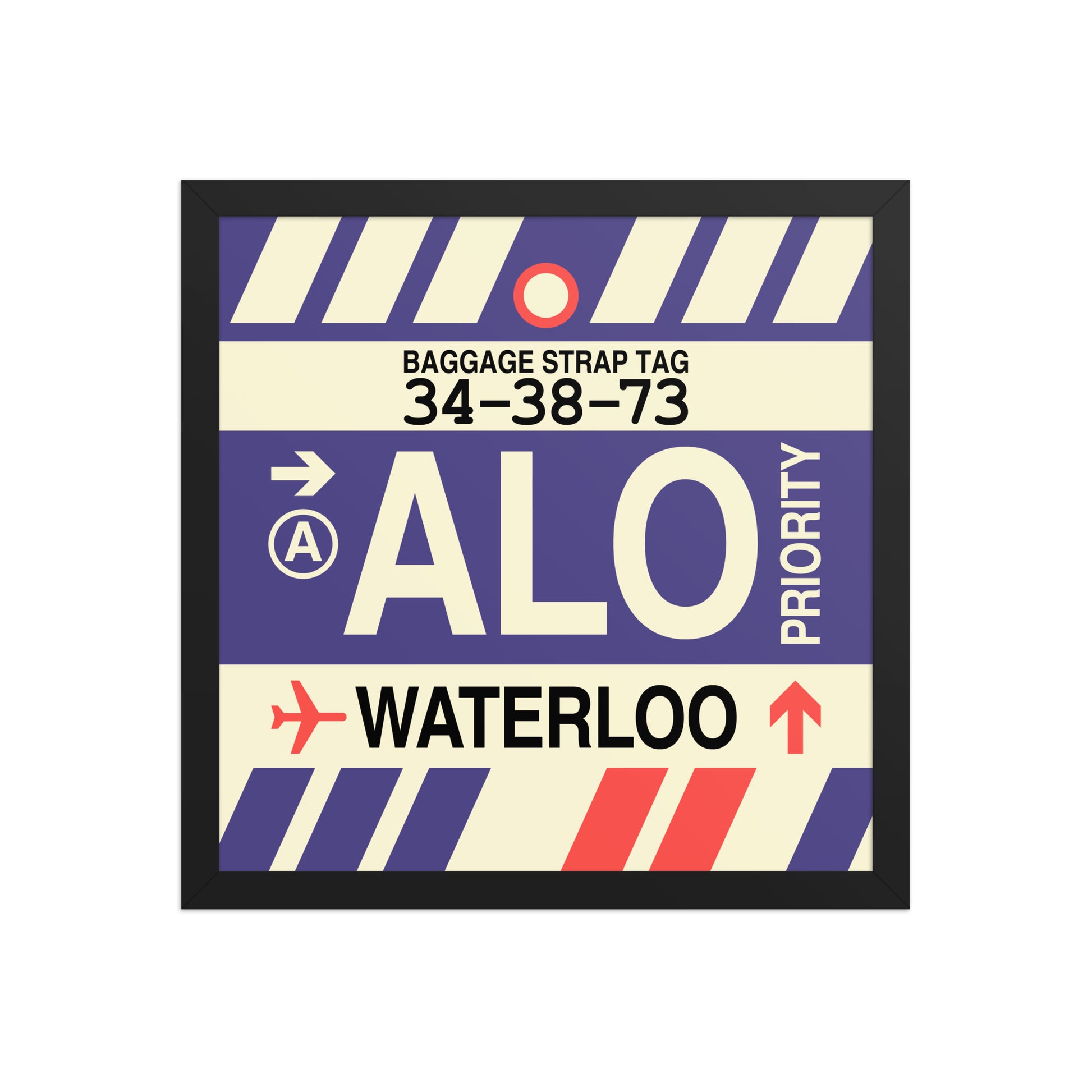 ALO Waterloo Framed Print • Jet Age Baggage Tag Design • YHM Designs - Image 04