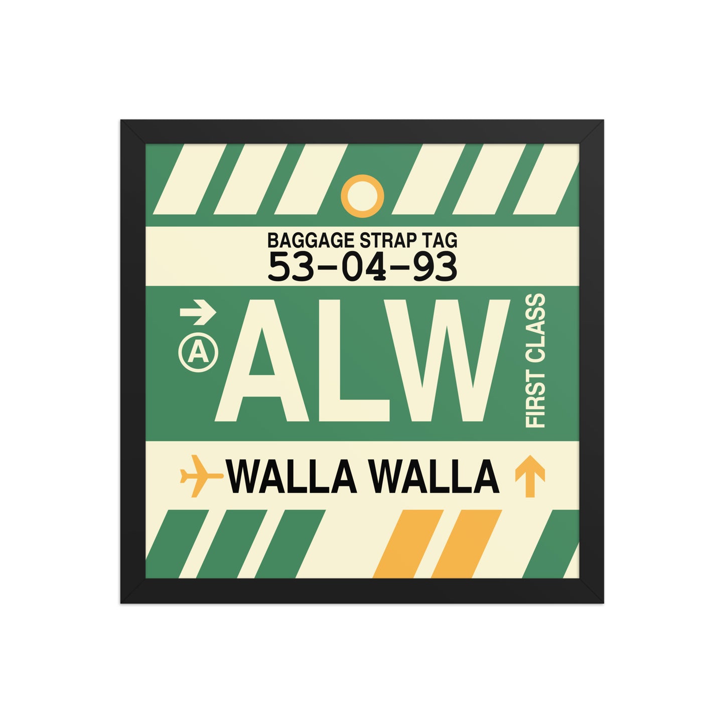 ALW Walla Walla Framed Print • Jet Age Baggage Tag Design • YHM Designs - Image 04