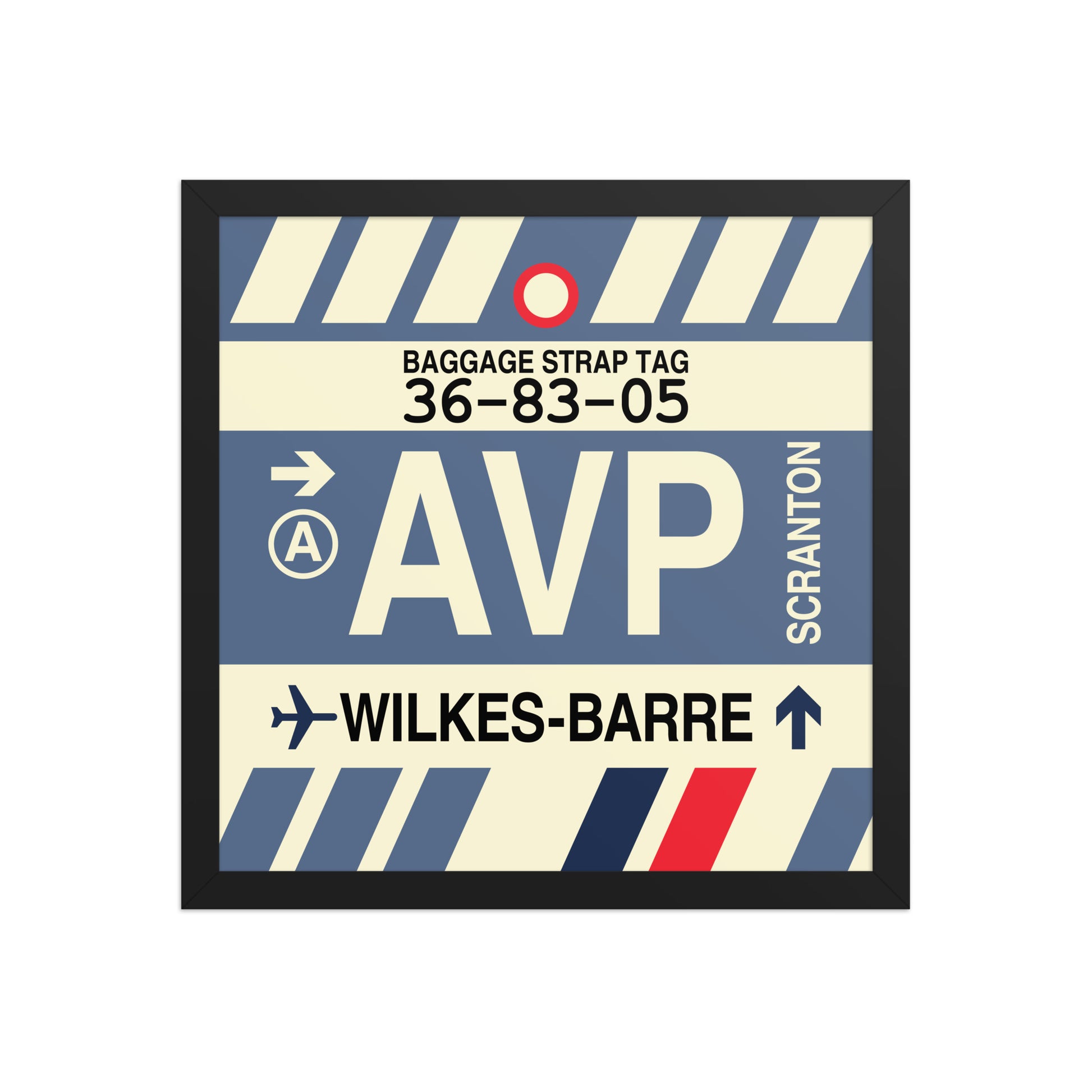 AVP Wilkes-Barre Scranton Framed Print • Jet Age Baggage Tag Design • YHM Designs - Image 04
