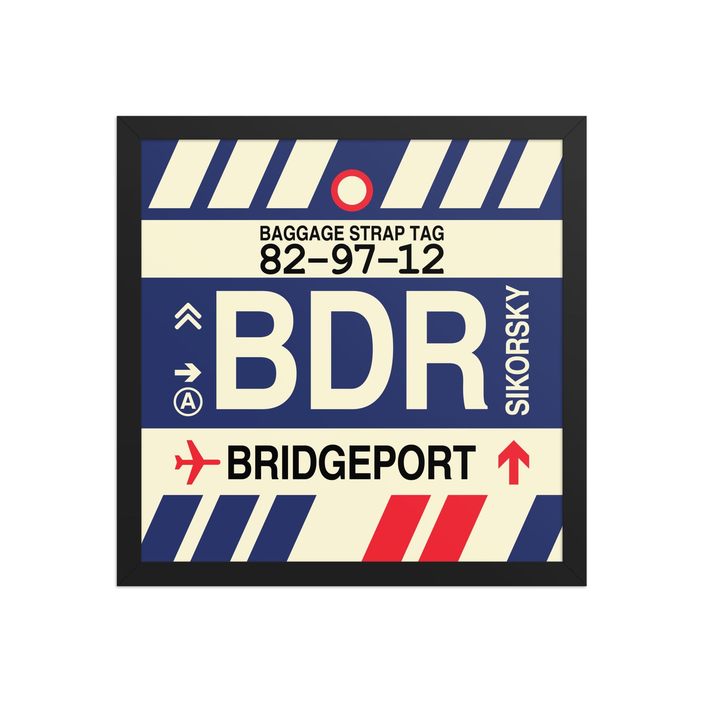 BDR Bridgeport Framed Print • Jet Age Baggage Tag Design • YHM Designs - Image 04