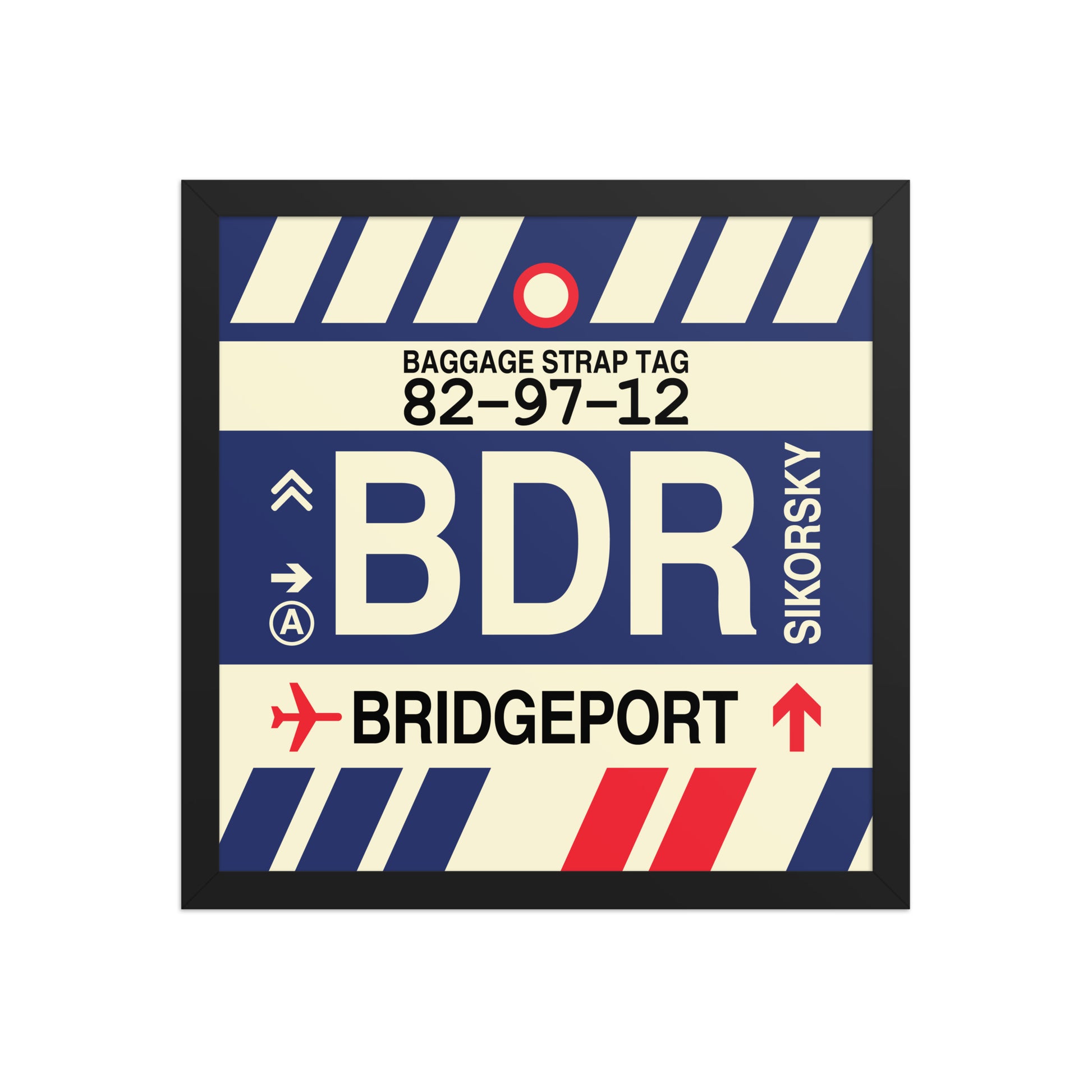 BDR Bridgeport Framed Print • Jet Age Baggage Tag Design • YHM Designs - Image 04