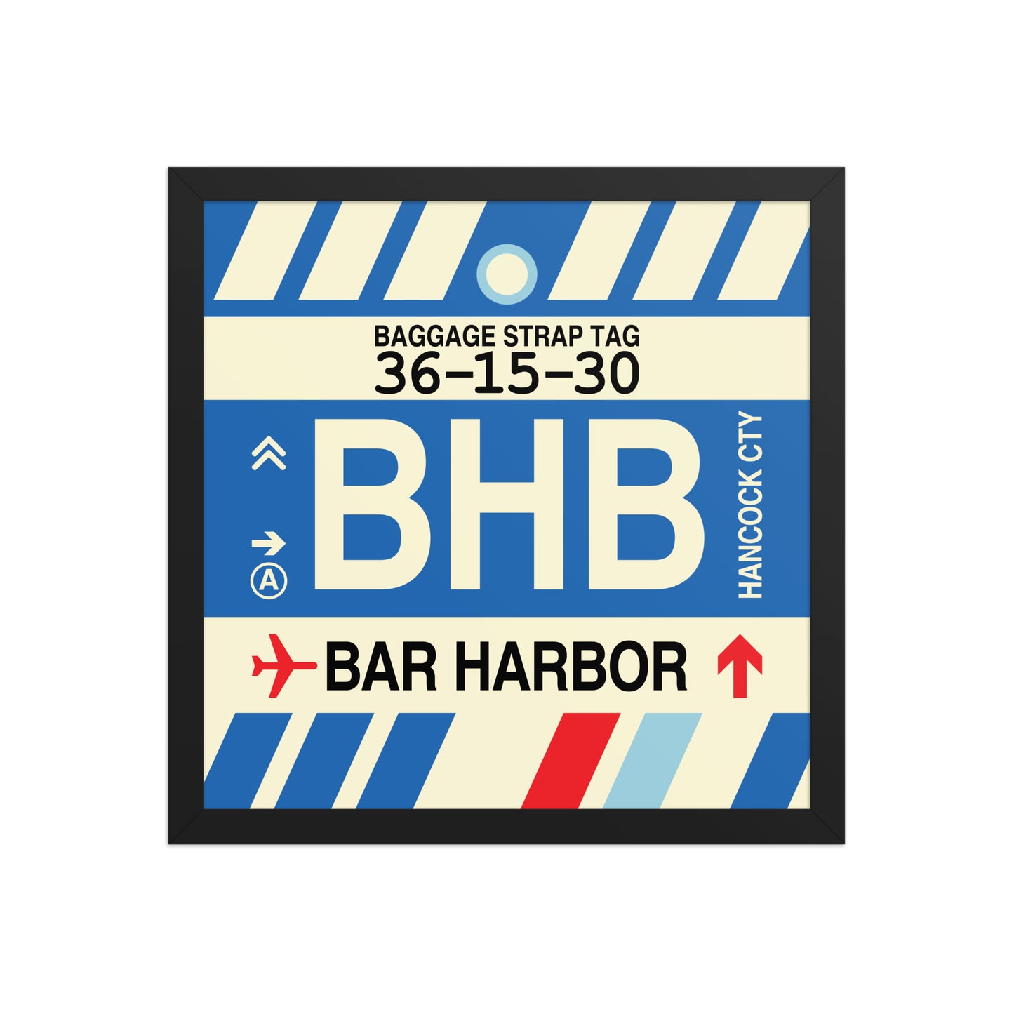 BHB Bar Harbor Framed Print • Jet Age Baggage Tag Design • YHM Designs - Image 04