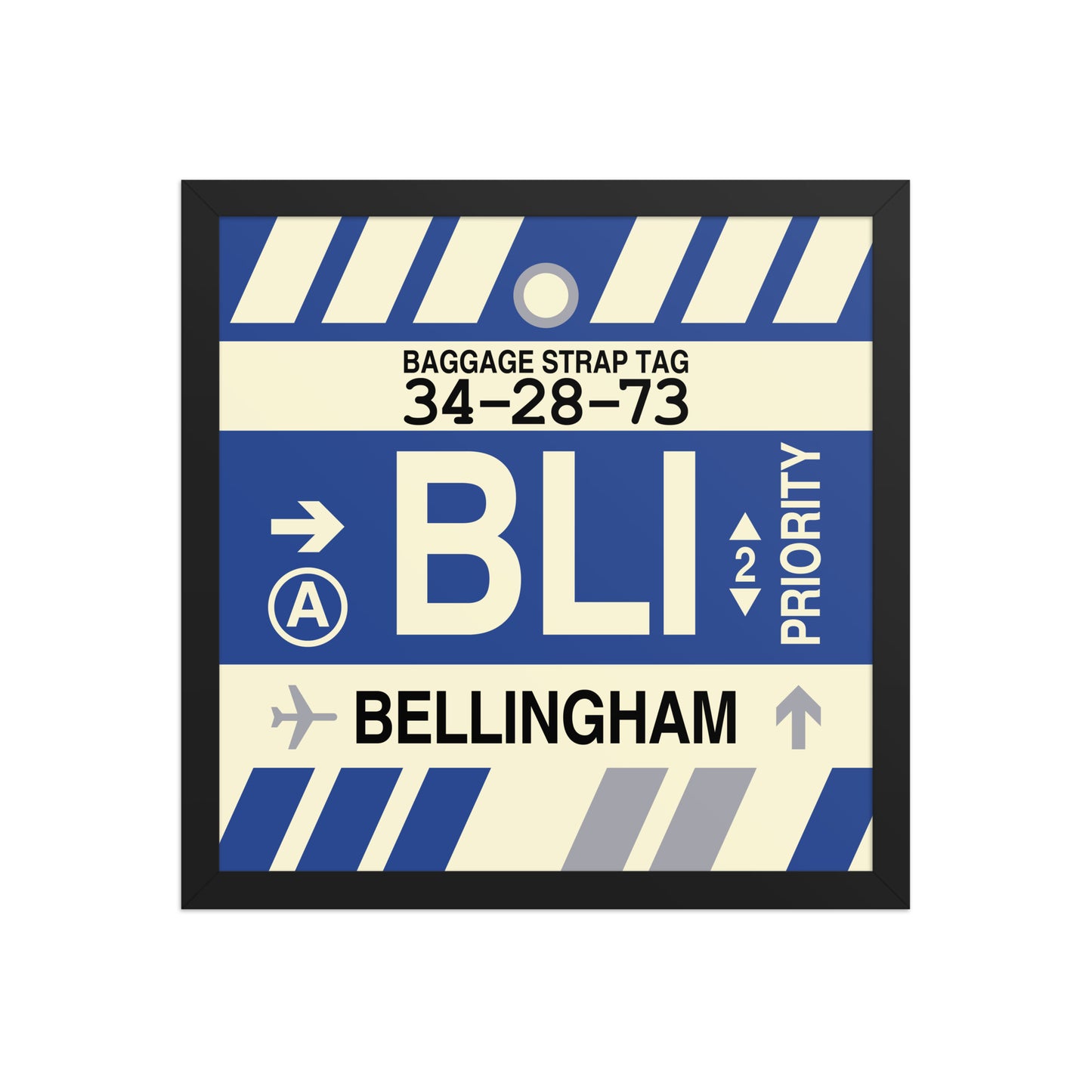 BLI Bellingham Framed Print • Jet Age Baggage Tag Design • YHM Designs - Image 04