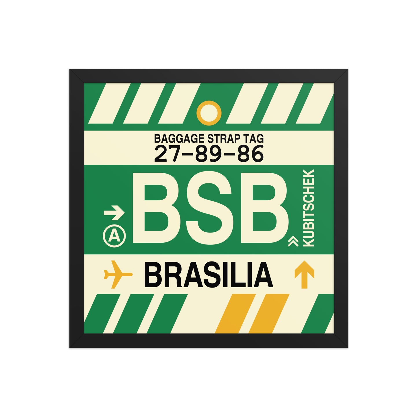 BSB Brasilia Framed Print • Jet Age Baggage Tag Design • YHM Designs - Image 04