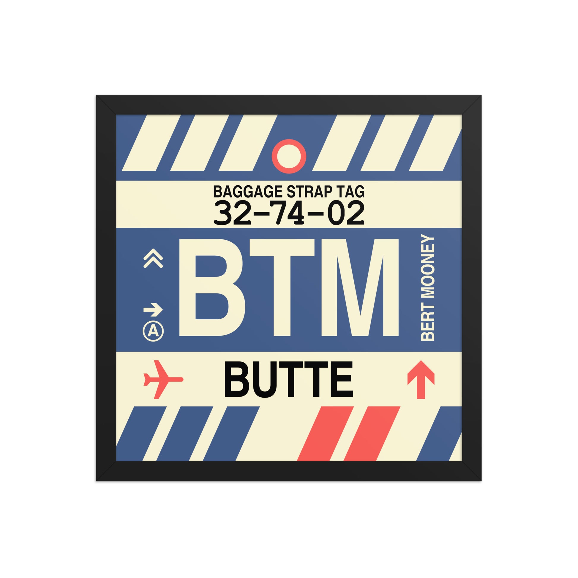 BTM Butte Framed Print • Jet Age Baggage Tag Design • YHM Designs - Image 04