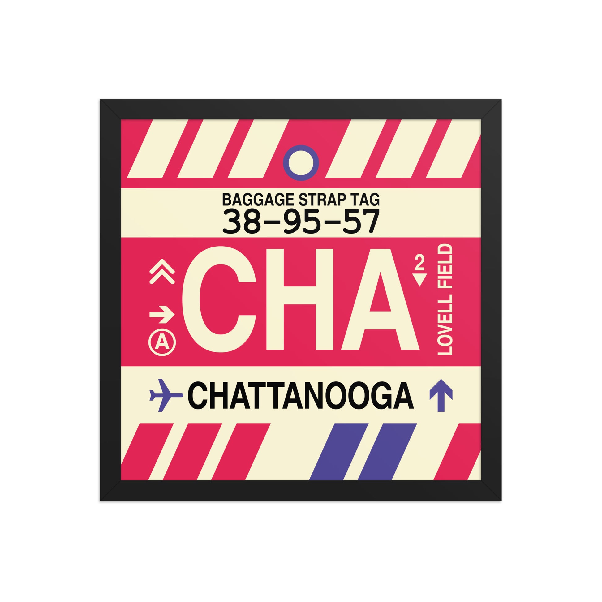 CHA Chattanooga Framed Print • Jet Age Baggage Tag Design • YHM Designs - Image 04