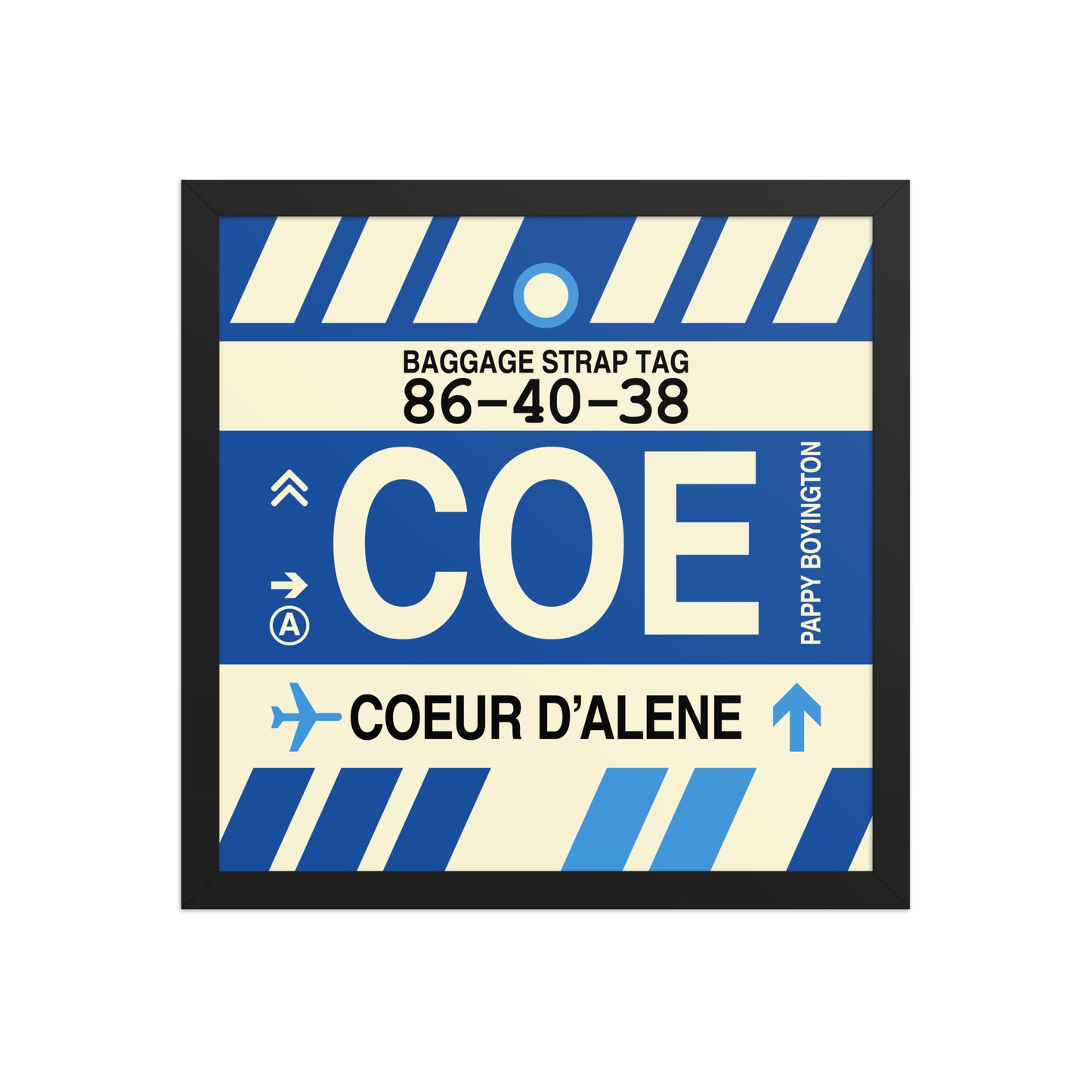 COE Coeur D'Alene Framed Print • Jet Age Baggage Tag Design • YHM Designs - Image 04