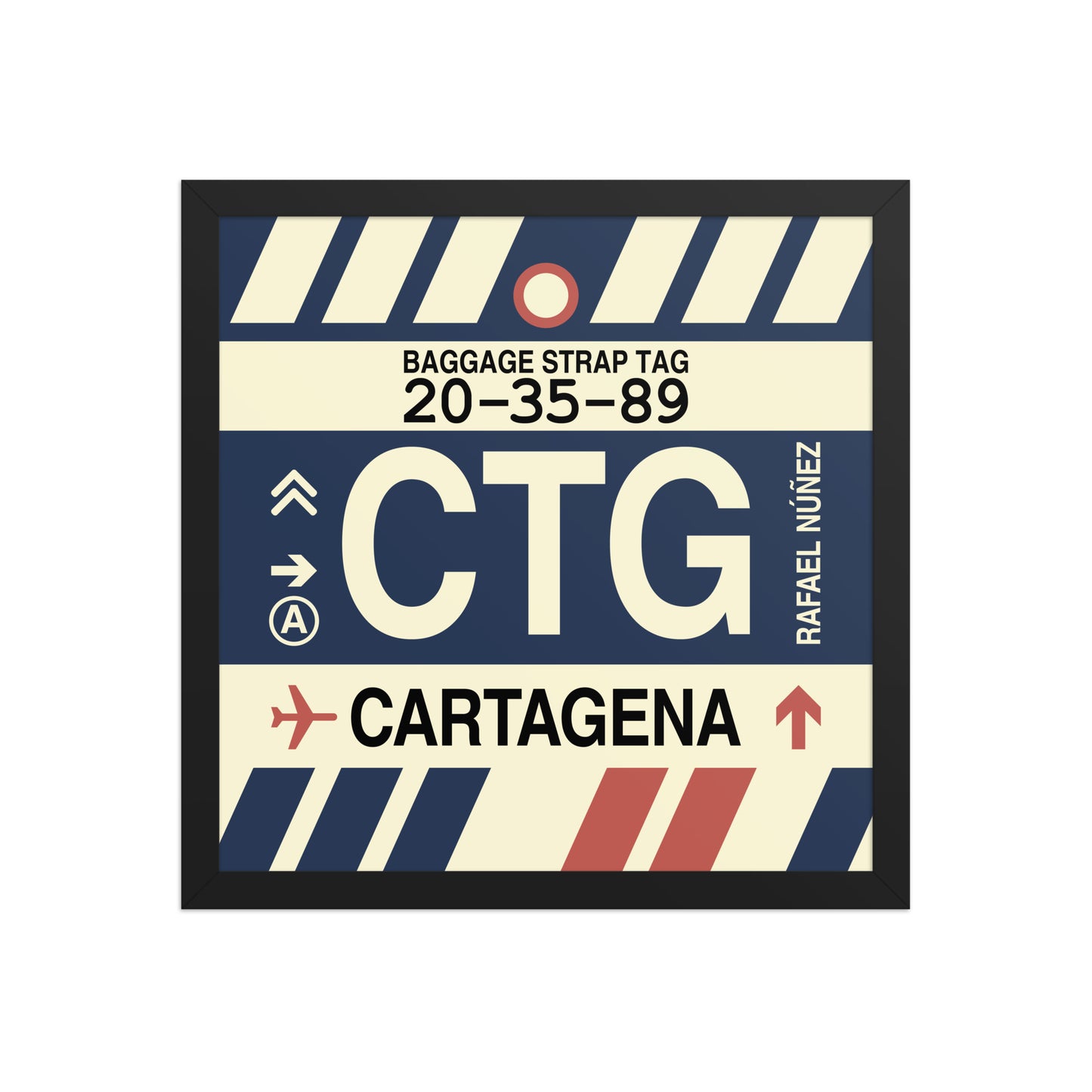 CTG Cartagena Framed Print • Jet Age Baggage Tag Design • YHM Designs - Image 04