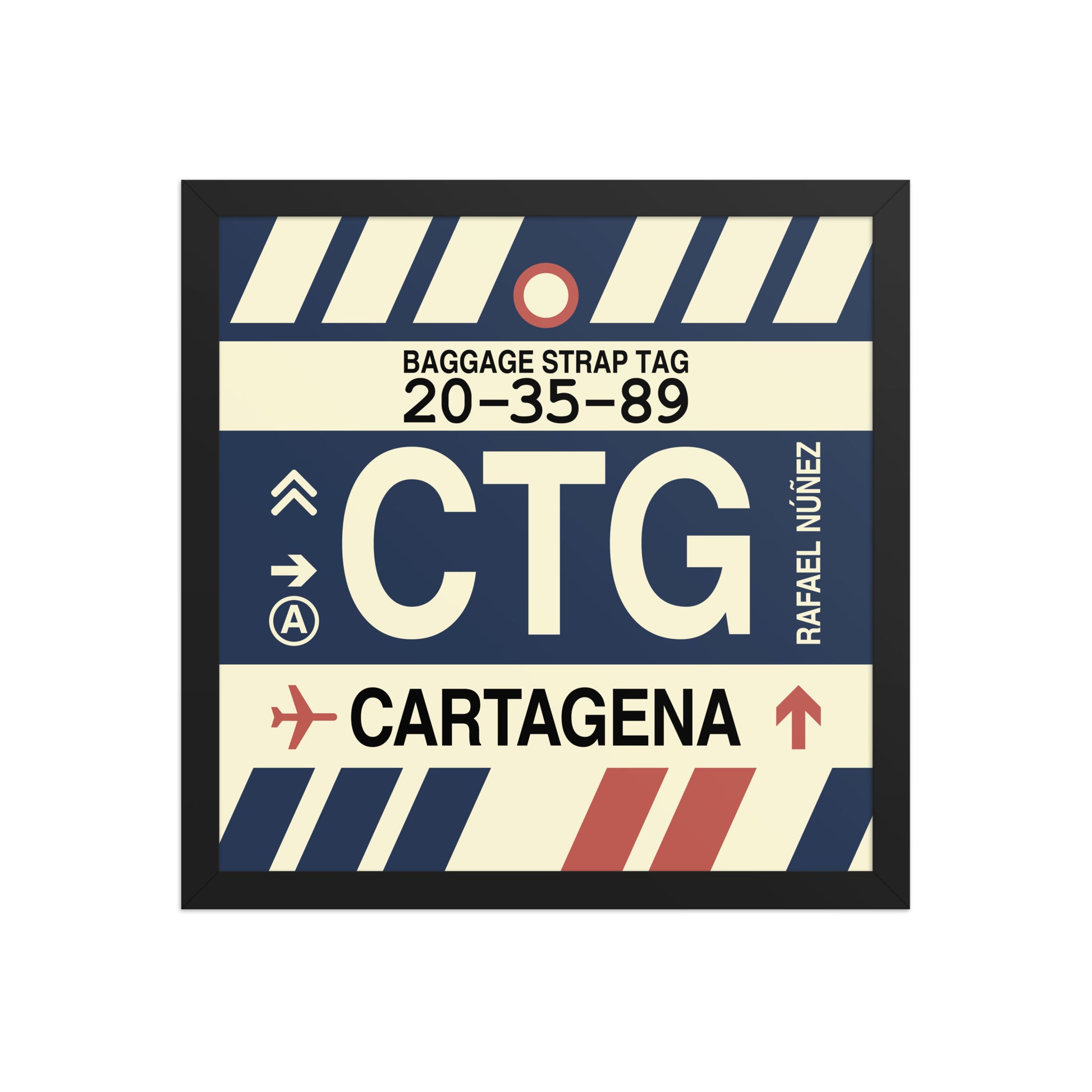 CTG Cartagena Framed Print • Jet Age Baggage Tag Design • YHM Designs - Image 04