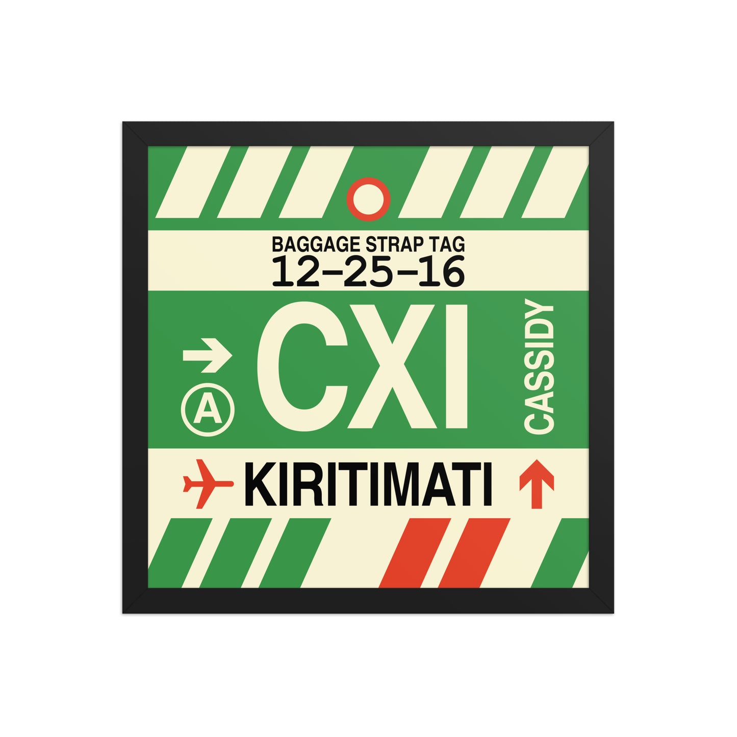 CXI Kiritimati Framed Print • Jet Age Baggage Tag Design • YHM Designs - Image 04