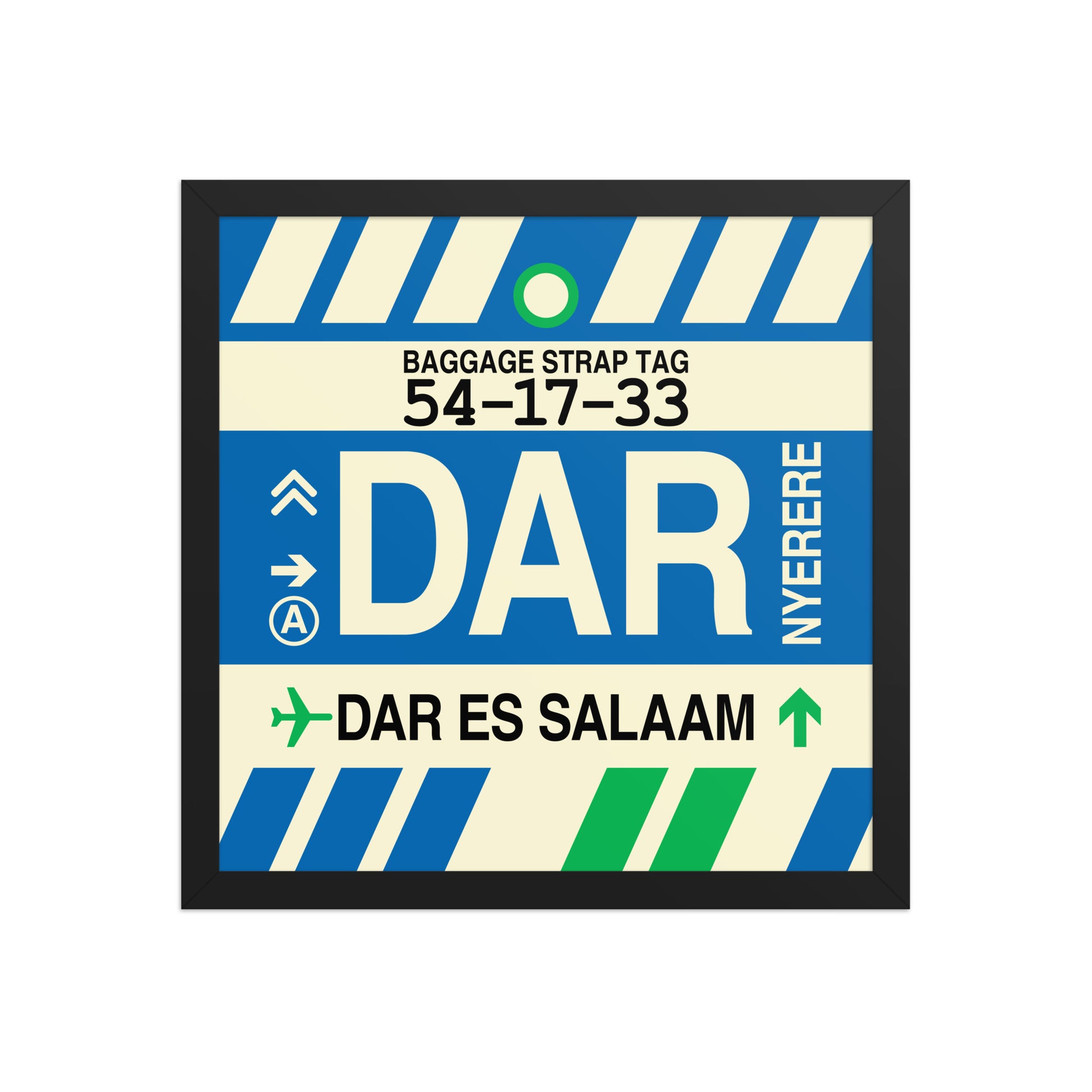 DAR Dar es Salaam Framed Print • Jet Age Baggage Tag Design • YHM Designs - Image 04