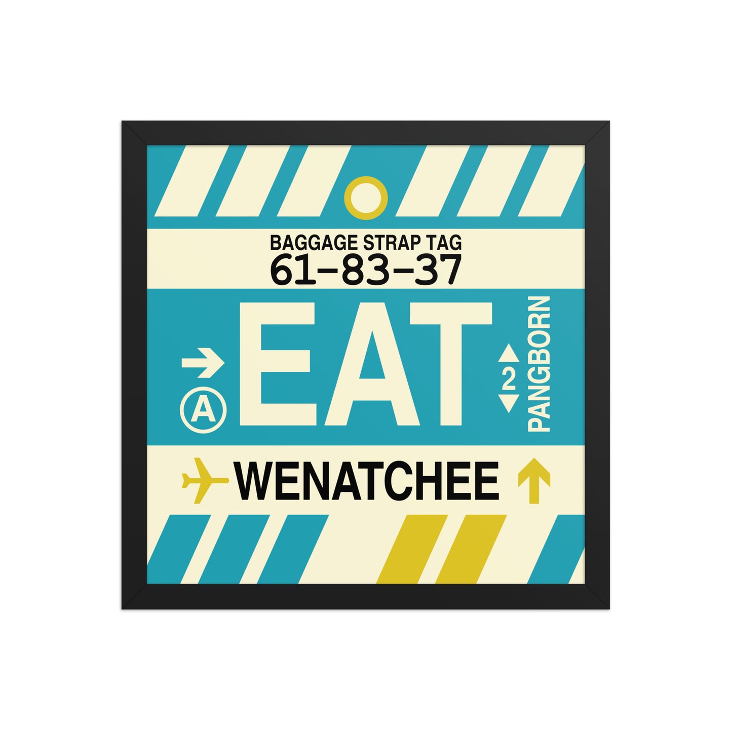 EAT Wenatchee Framed Print • Jet Age Baggage Tag Design • YHM Designs - Image 04