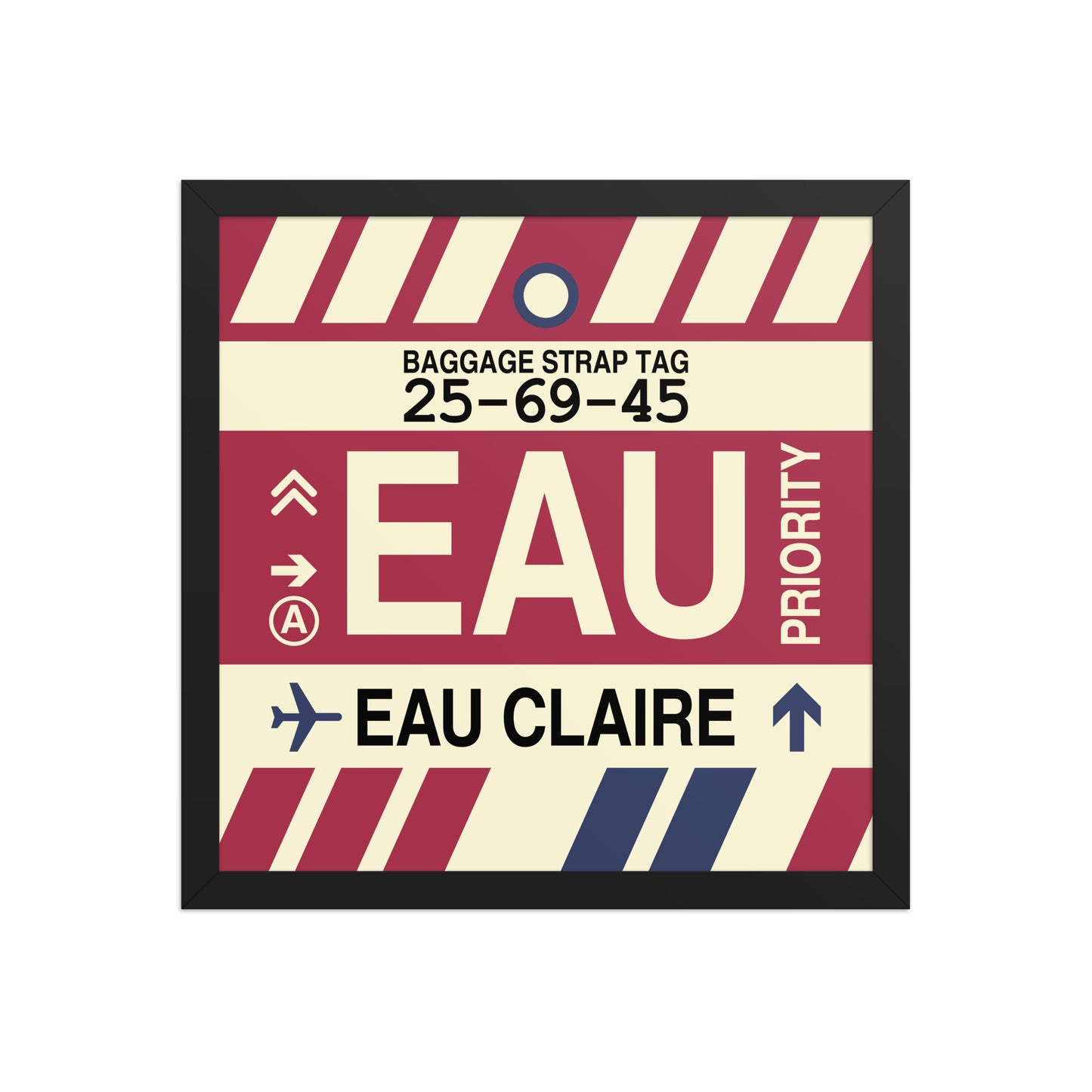 EAU Eau Claire Framed Print • Jet Age Baggage Tag Design • YHM Designs - Image 04