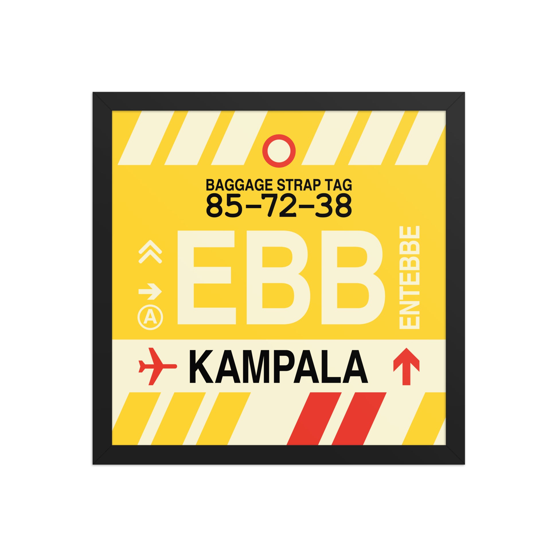 EBB Kampala Framed Print • Jet Age Baggage Tag Design • YHM Designs - Image 04