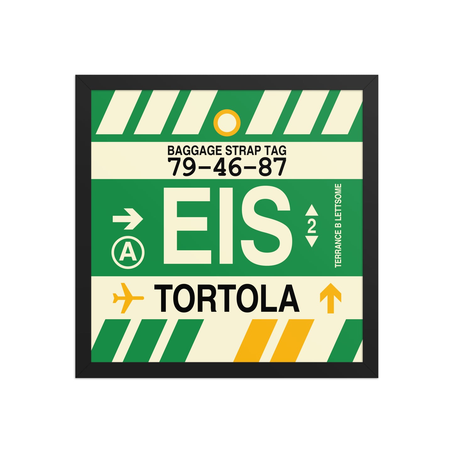 EIS Tortola Framed Print • Jet Age Baggage Tag Design • YHM Designs - Image 04