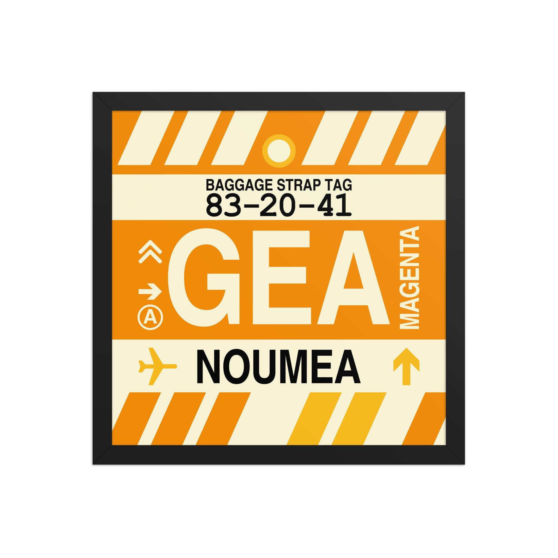 GEA Nouméa Framed Print • Jet Age Baggage Tag Design • YHM Designs - Image 04