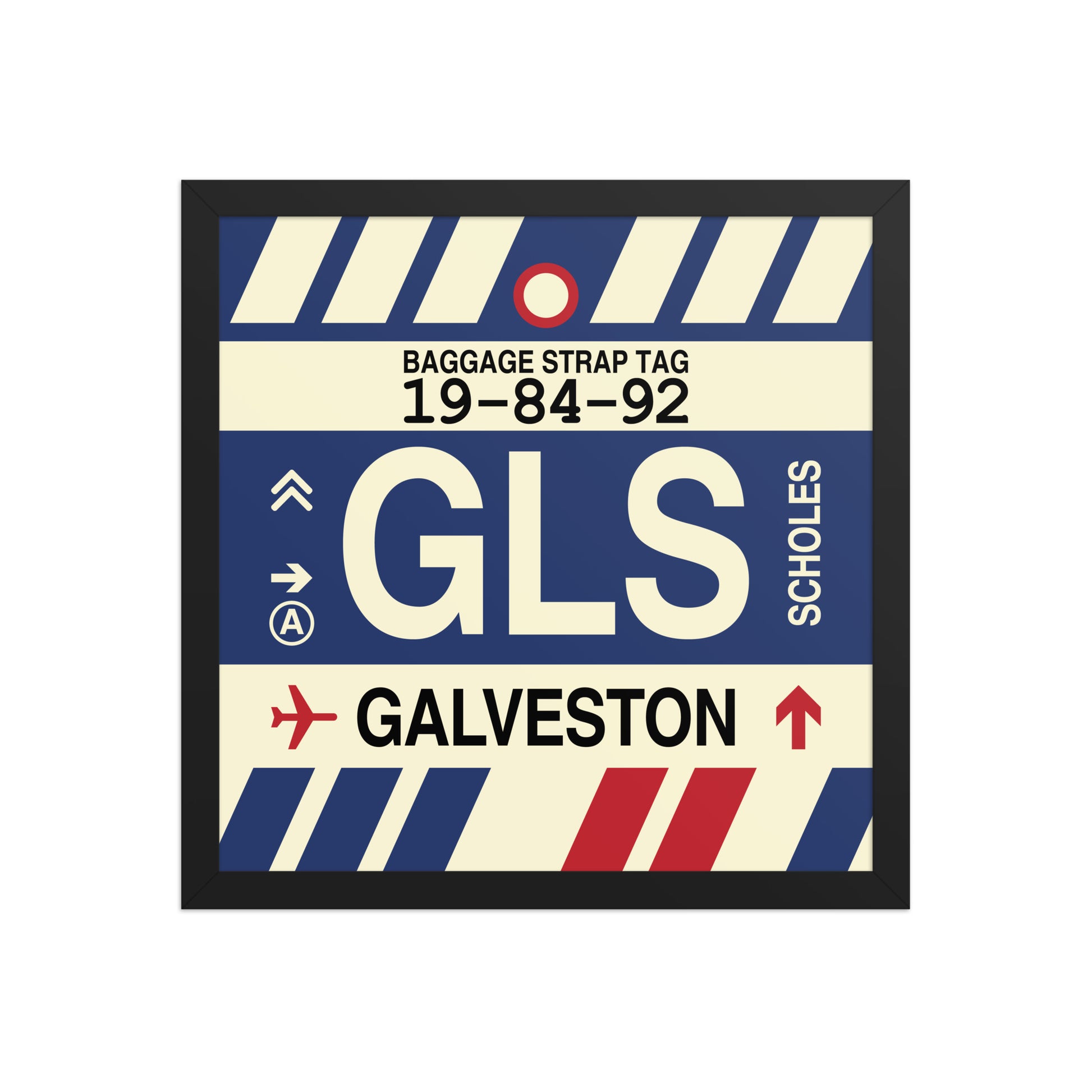 GLS Galveston Framed Print • Jet Age Baggage Tag Design • YHM Designs - Image 04