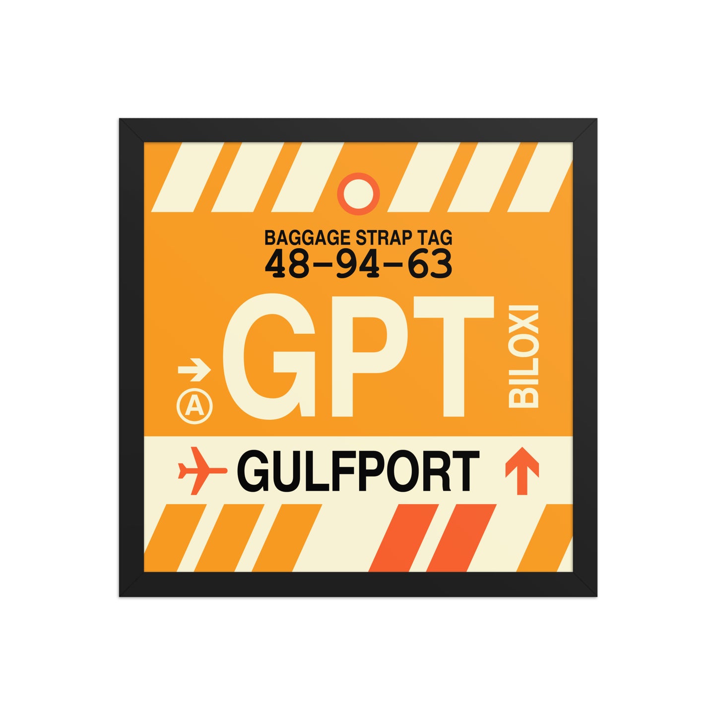 GPT Gulfport-Biloxi Framed Print • Jet Age Baggage Tag Design • YHM Designs - Image 04
