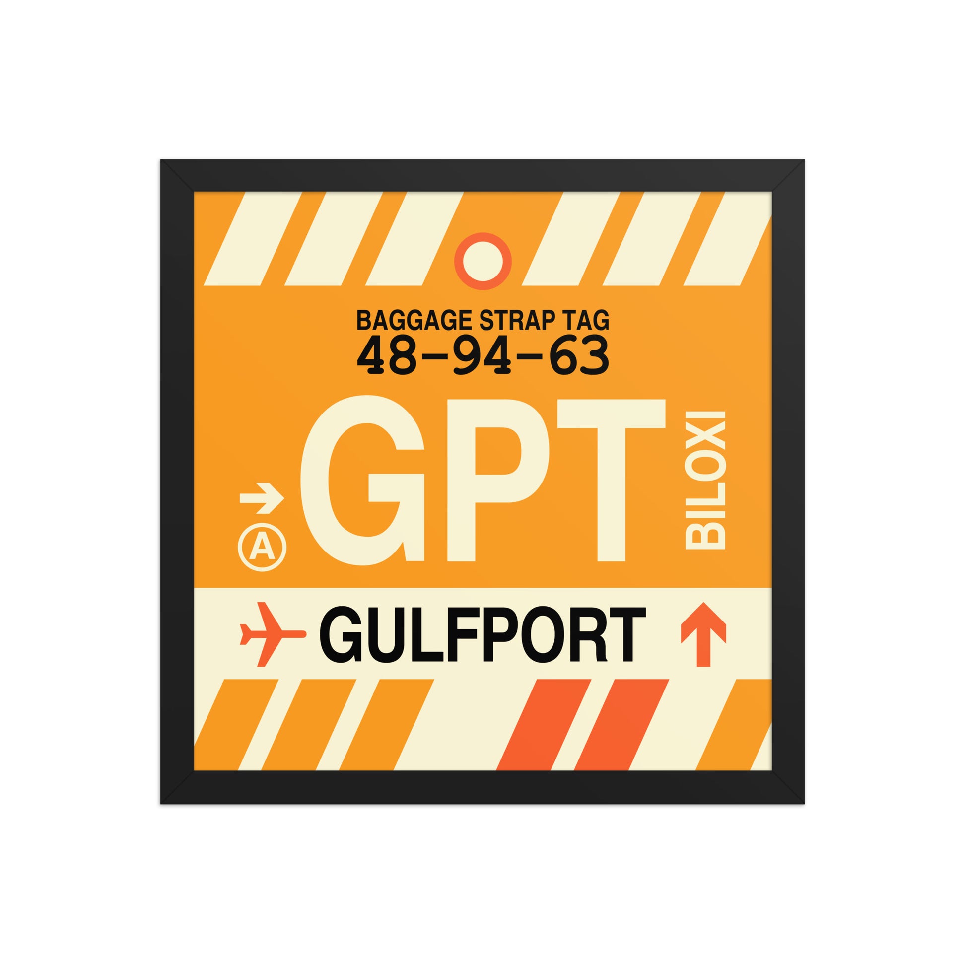 GPT Gulfport-Biloxi Framed Print • Jet Age Baggage Tag Design • YHM Designs - Image 04