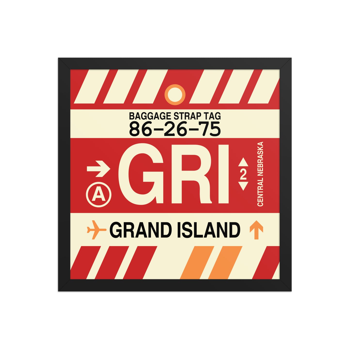 GRI Grand Island Framed Print • Jet Age Baggage Tag Design • YHM Designs - Image 04