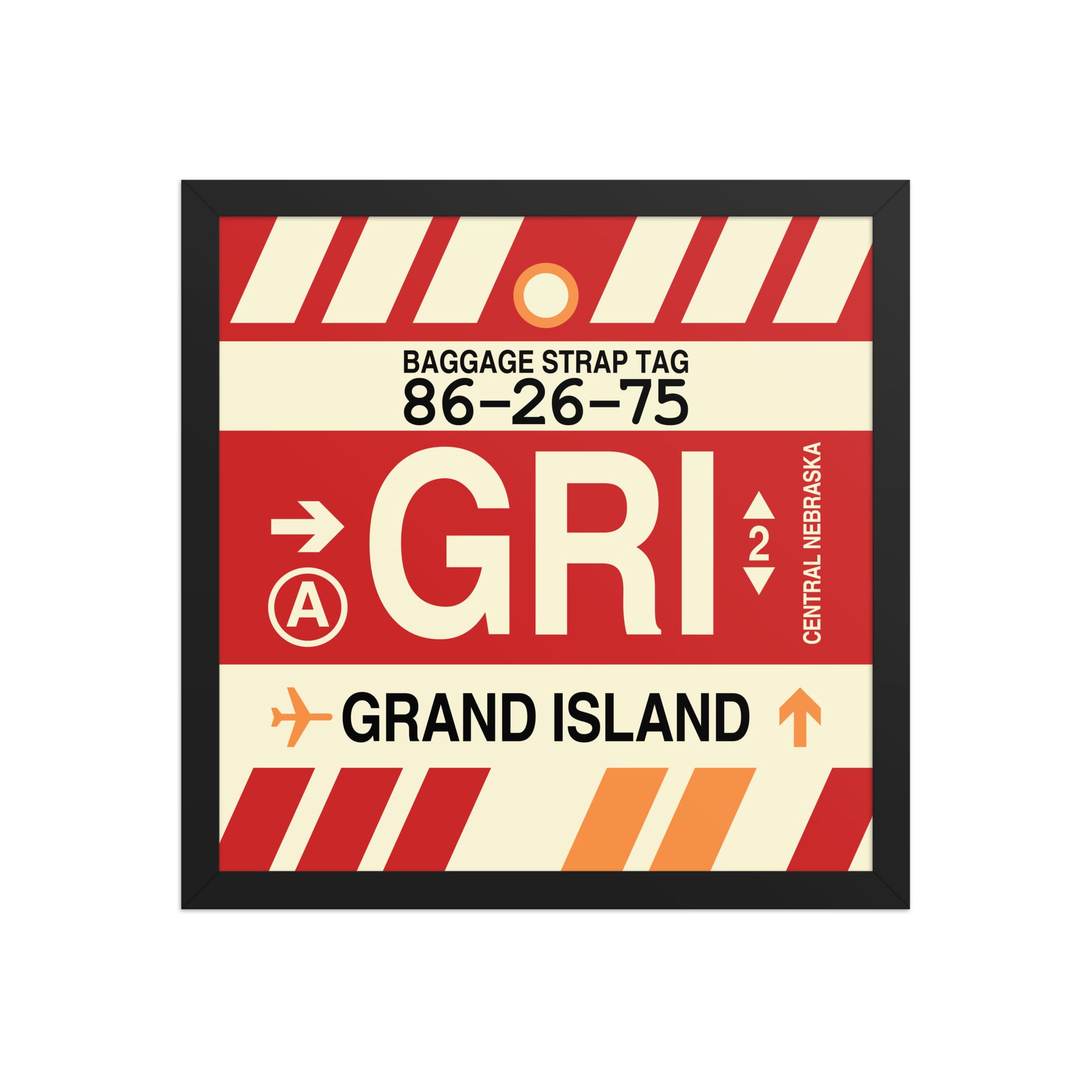 GRI Grand Island Framed Print • Jet Age Baggage Tag Design • YHM Designs - Image 04