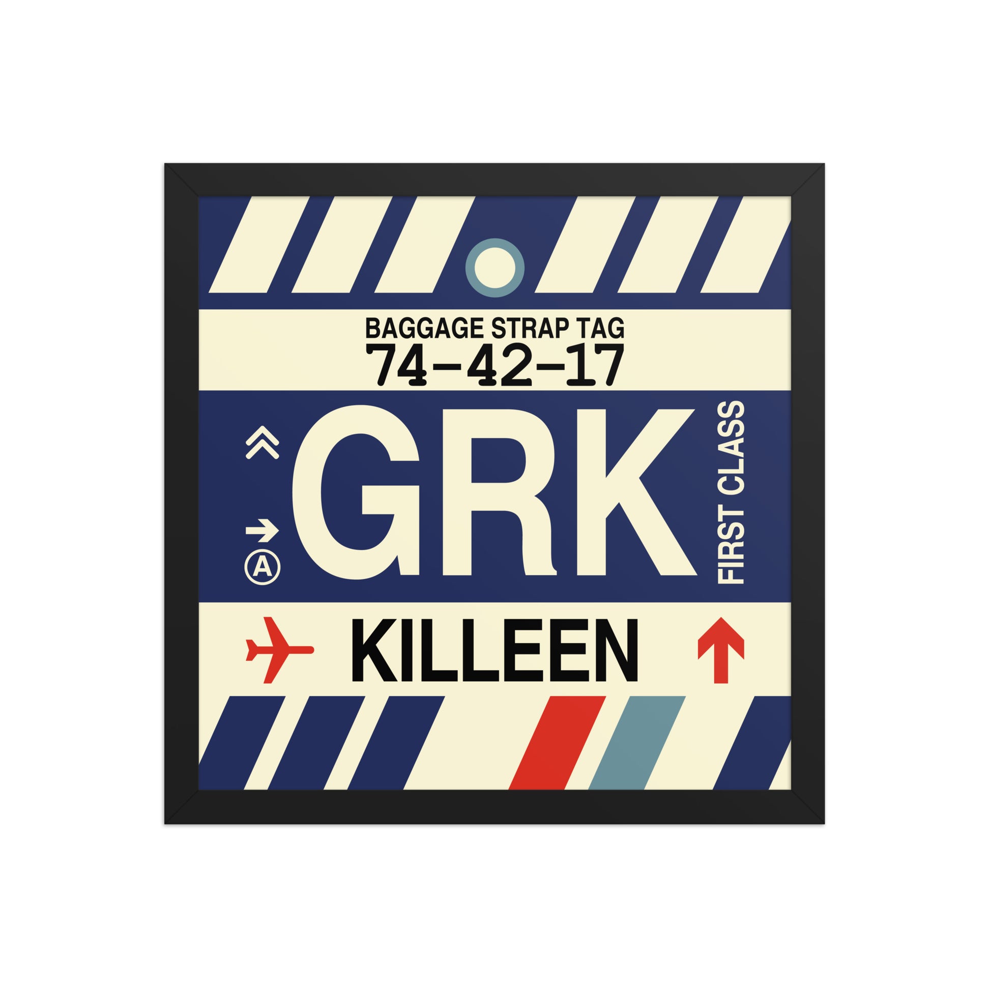GRK Killeen Framed Print • Jet Age Baggage Tag Design • YHM Designs - Image 04
