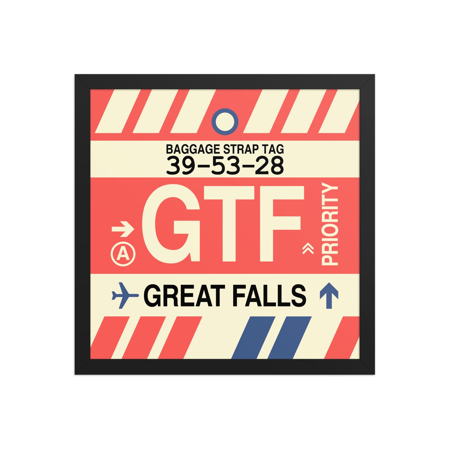 GTF Great Falls Framed Print • Jet Age Baggage Tag Design • YHM Designs - Image 04