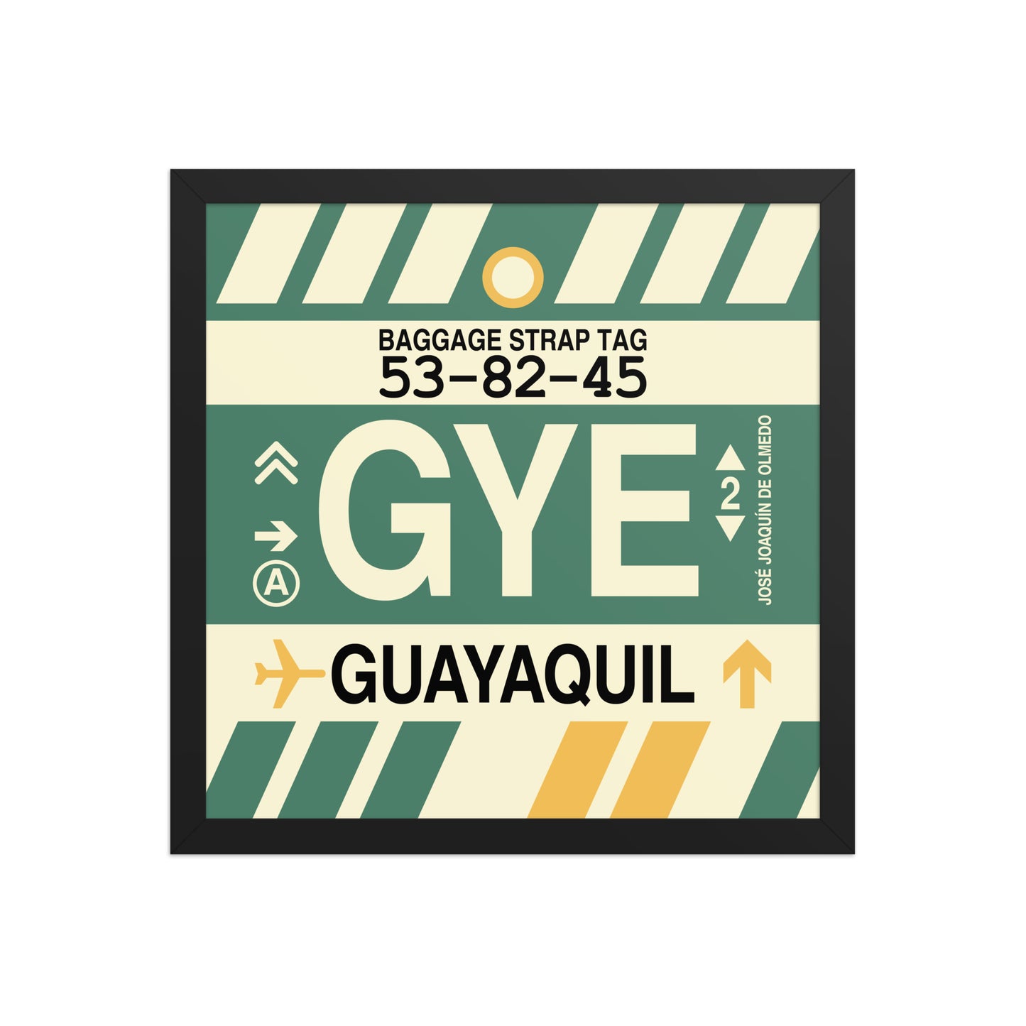 GYE Guayaquil Framed Print • Jet Age Baggage Tag Design • YHM Designs - Image 04