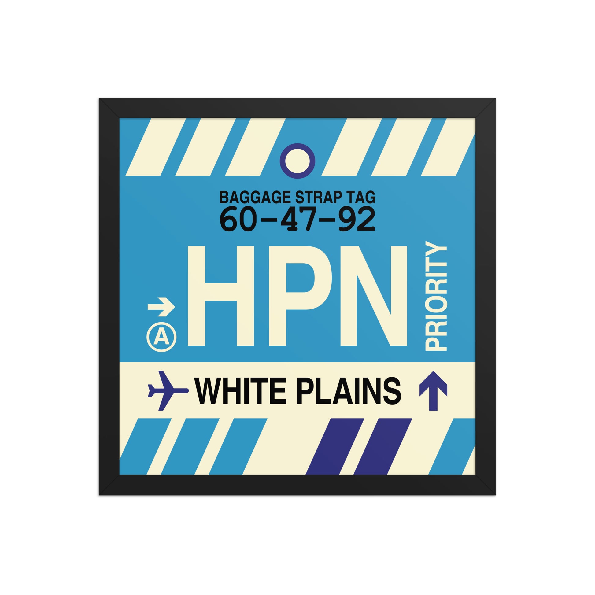 HPN White Plains Framed Print • Jet Age Baggage Tag Design • YHM Designs - Image 04
