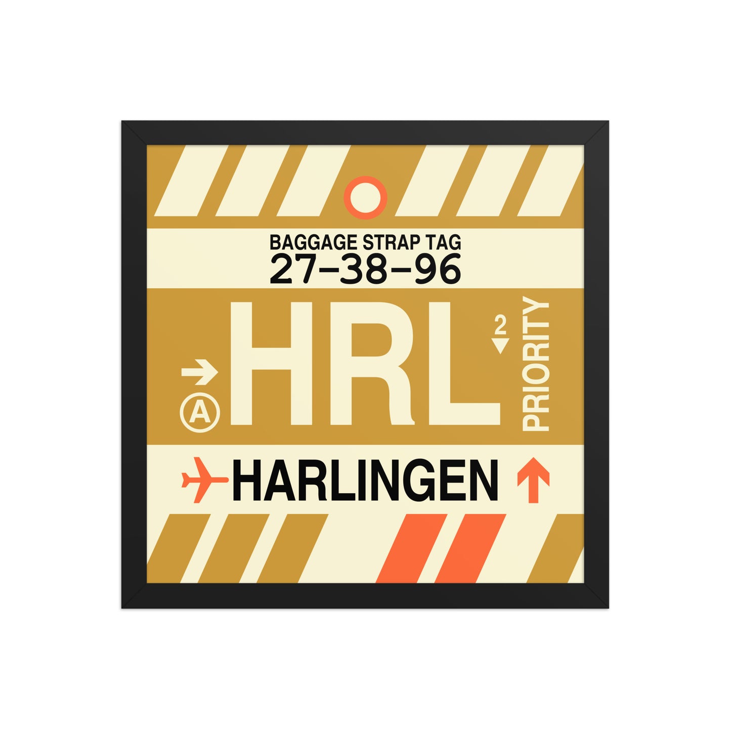 HRL Harlingen Framed Print • Jet Age Baggage Tag Design • YHM Designs - Image 04