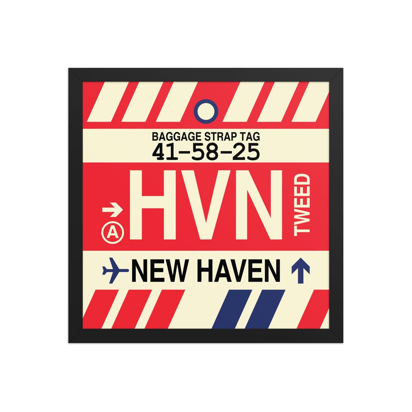 HVN New Haven Framed Print • Jet Age Baggage Tag Design • YHM Designs - Image 04
