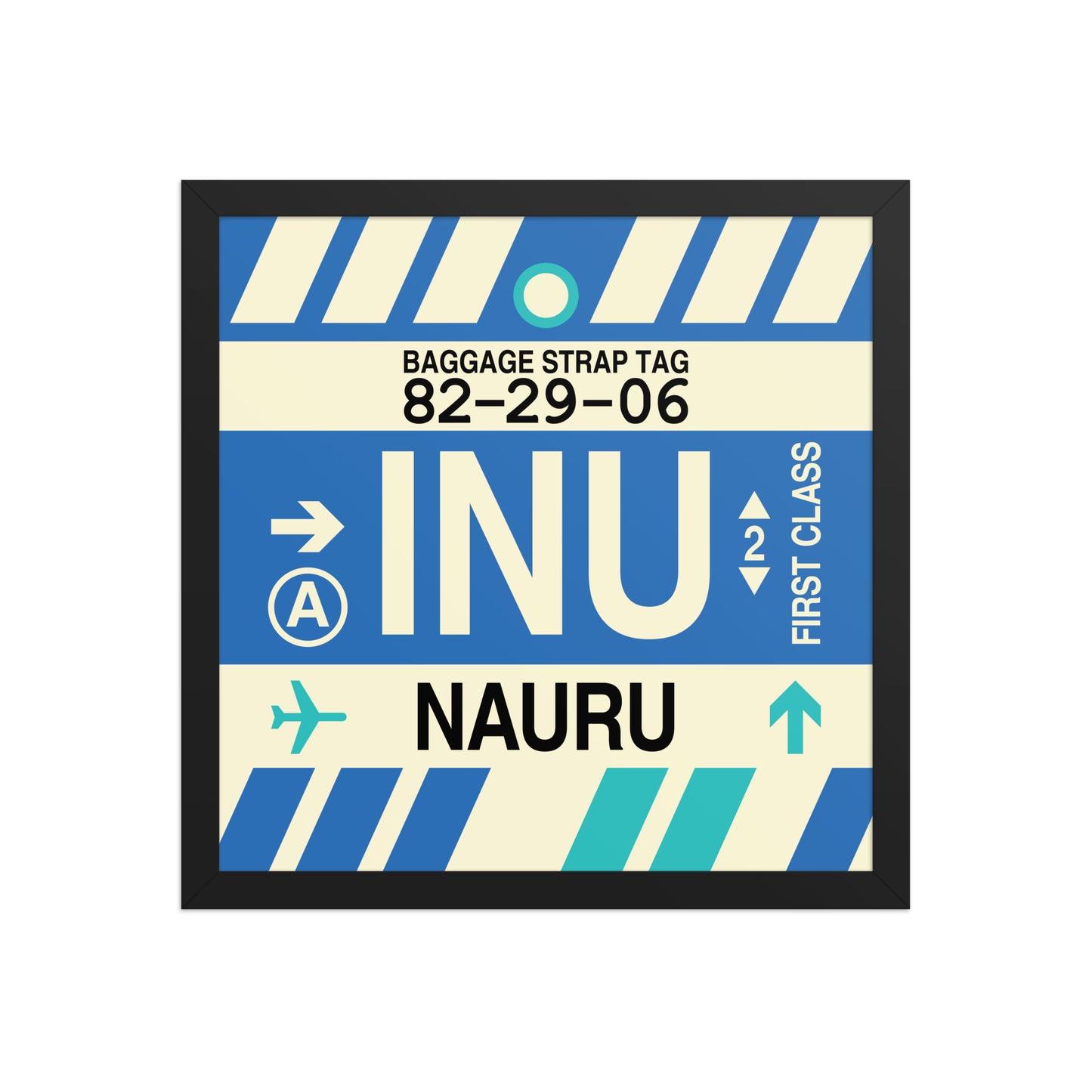INU Nauru Framed Print • Jet Age Baggage Tag Design • YHM Designs - Image 04