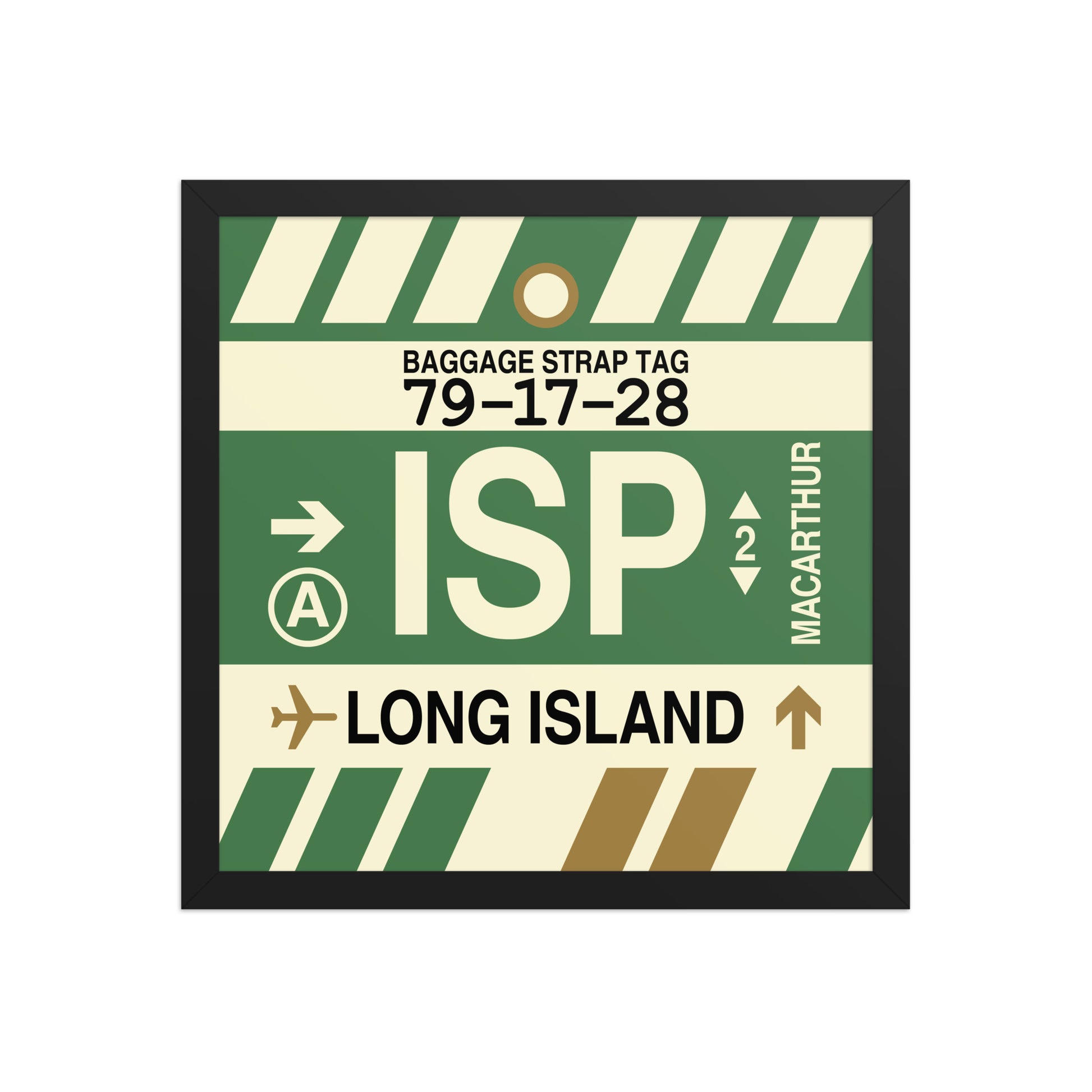 ISP Long Island Framed Print • Jet Age Baggage Tag Design • YHM Designs - Image 04