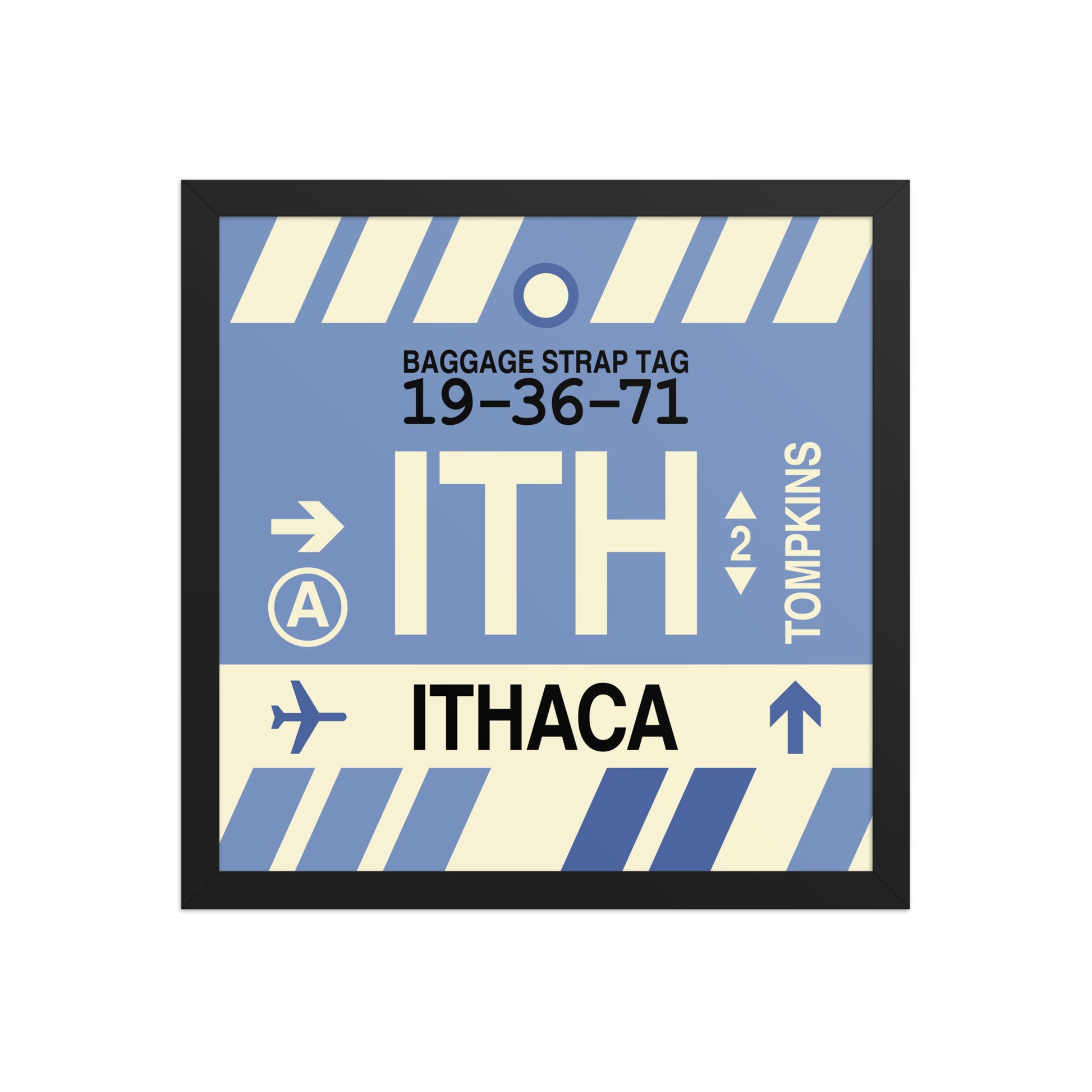 ITH Ithaca Framed Print • Jet Age Baggage Tag Design • YHM Designs - Image 04