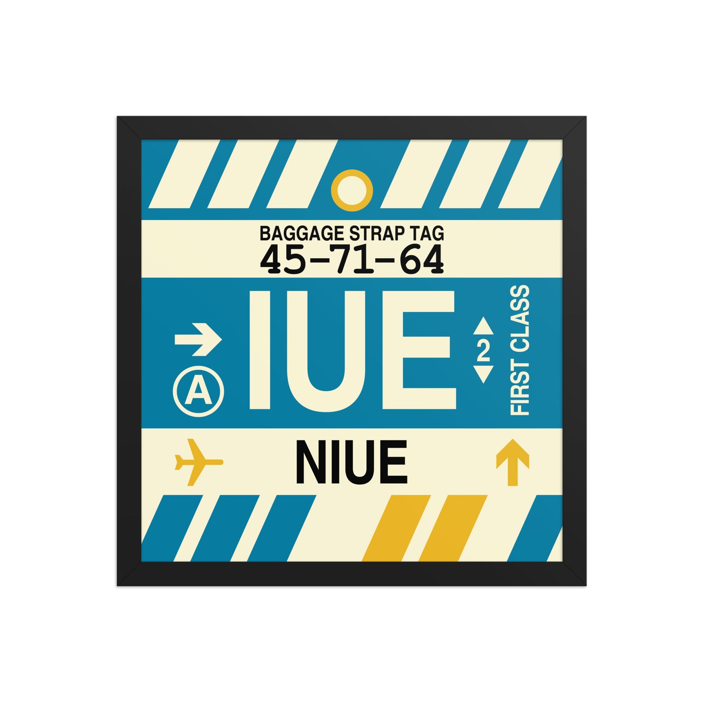 IUE Niue Framed Print • Jet Age Baggage Tag Design • YHM Designs - Image 04