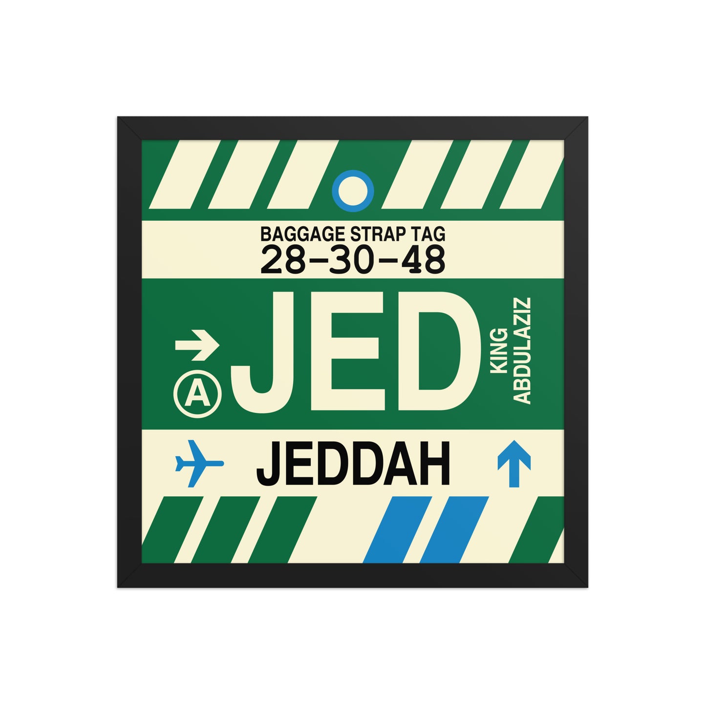 JED Jeddah Framed Print • Jet Age Baggage Tag Design • YHM Designs - Image 04