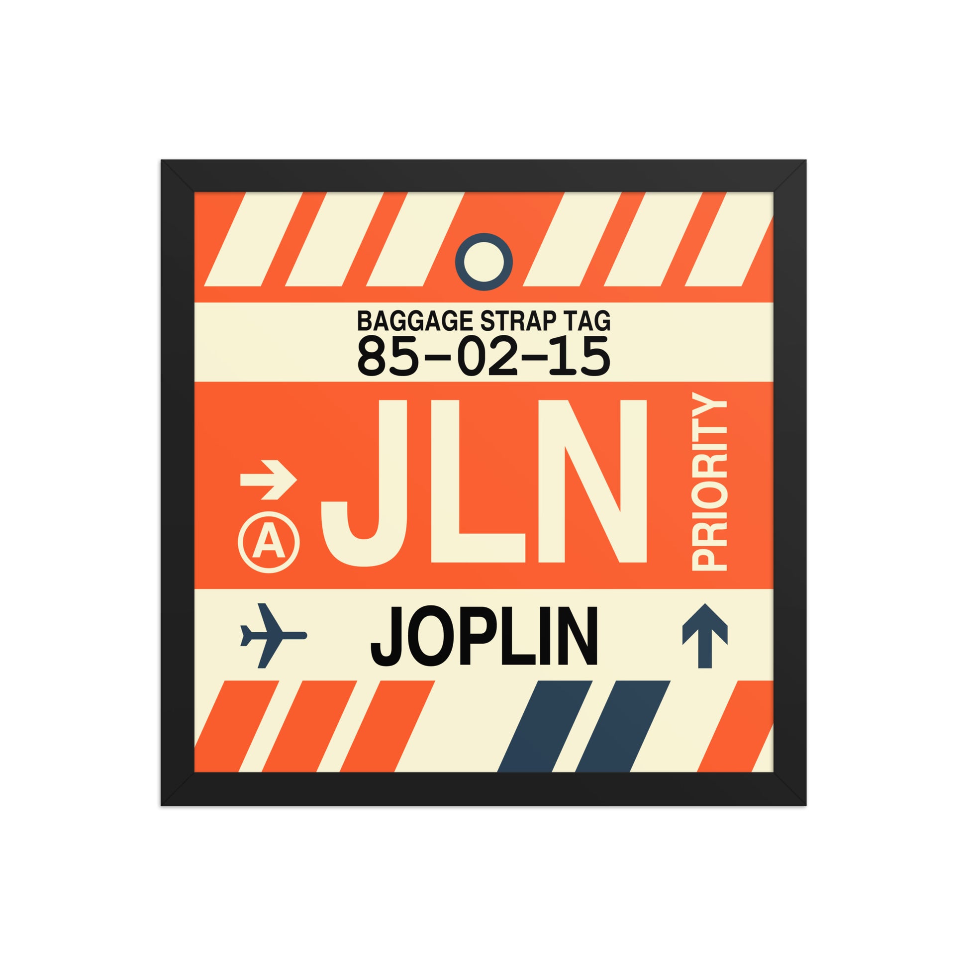 JLN Joplin Framed Print • Jet Age Baggage Tag Design • YHM Designs - Image 04