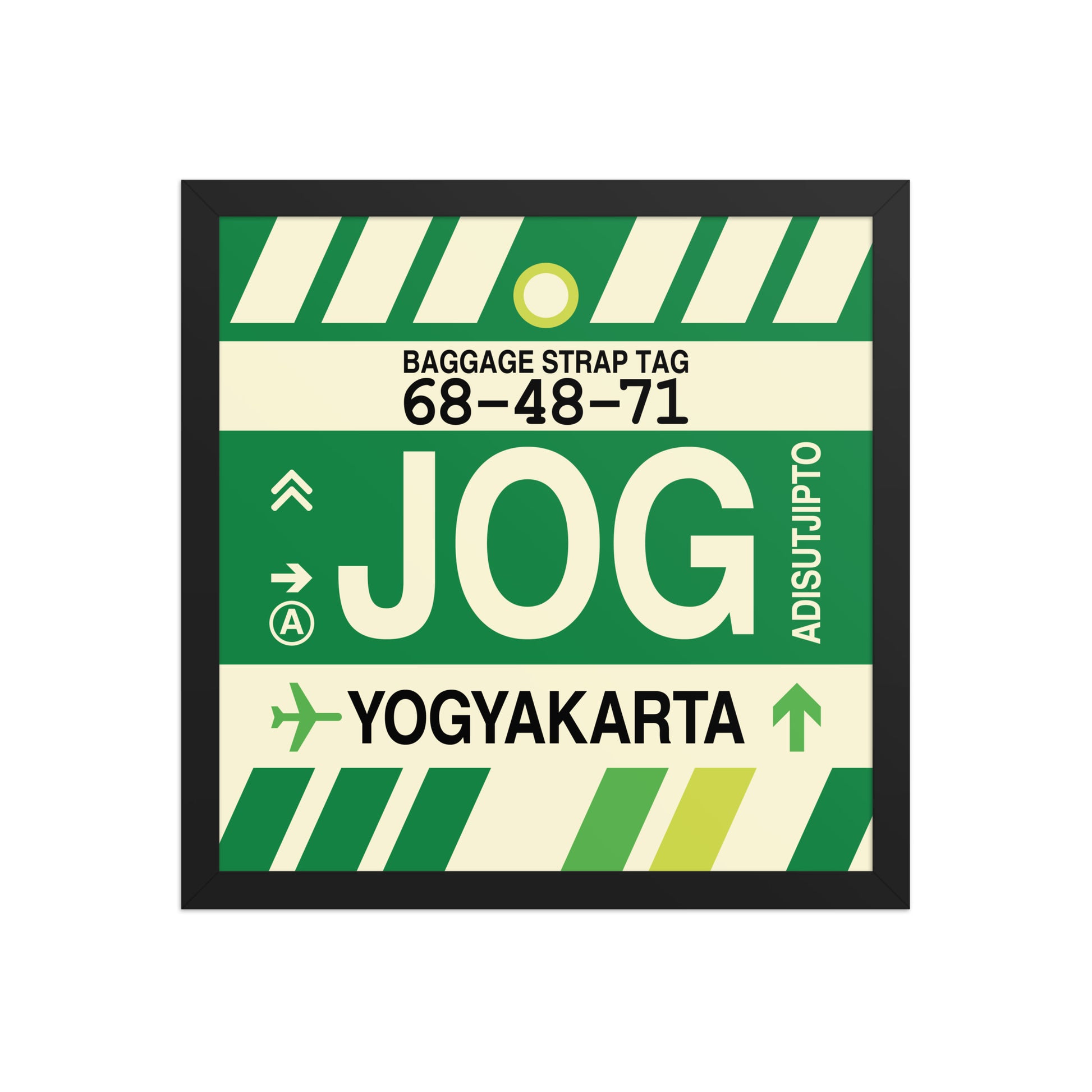 JOG Yogyakarta Framed Print • Jet Age Baggage Tag Design • YHM Designs - Image 04