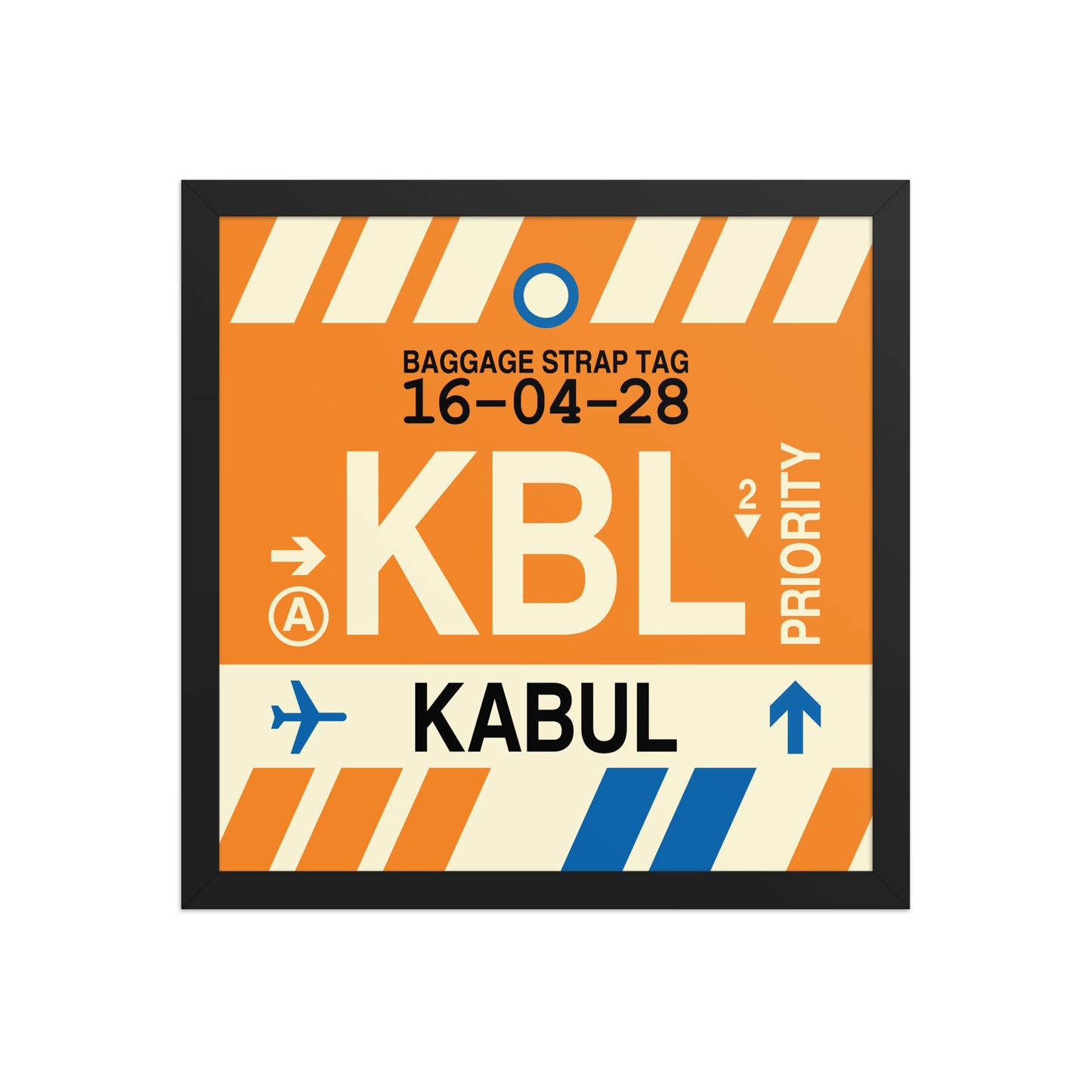 KBL Kabul Framed Print • Jet Age Baggage Tag Design • YHM Designs - Image 04