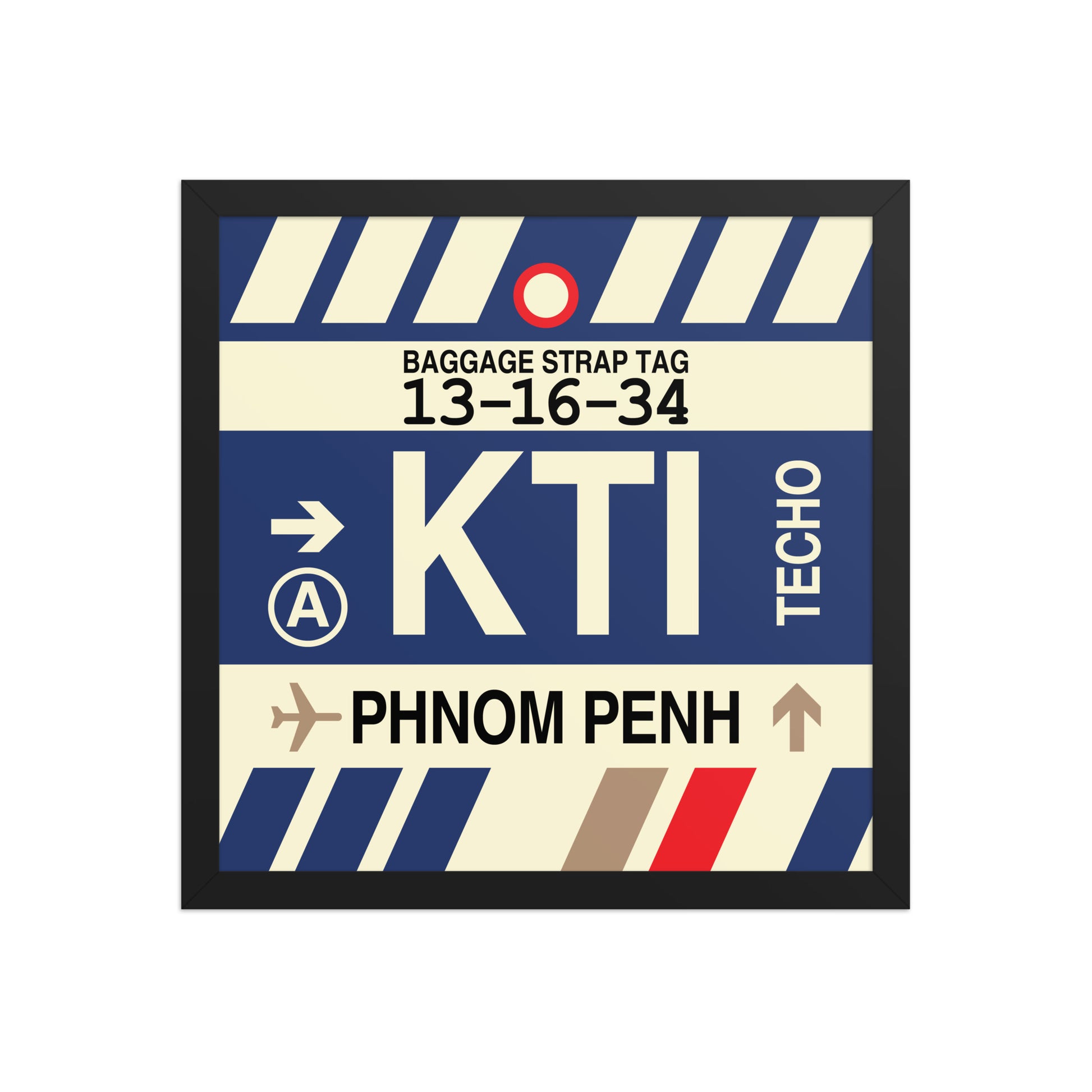 KTI Phnom Penh Framed Print • Jet Age Baggage Tag Design • YHM Designs - Image 04
