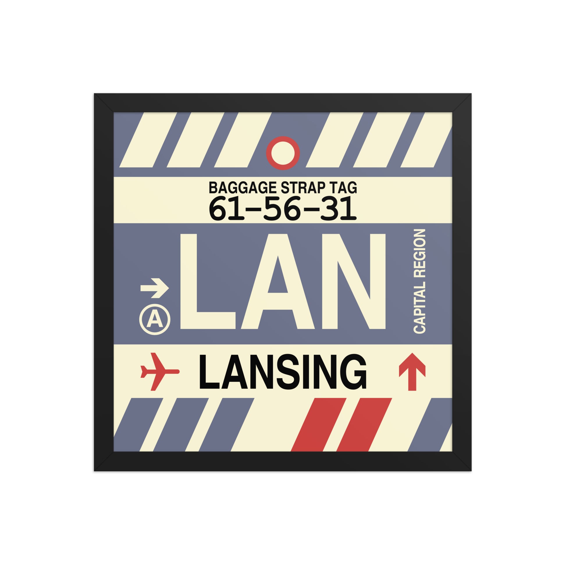 LAN Lansing Framed Print • Jet Age Baggage Tag Design • YHM Designs - Image 04