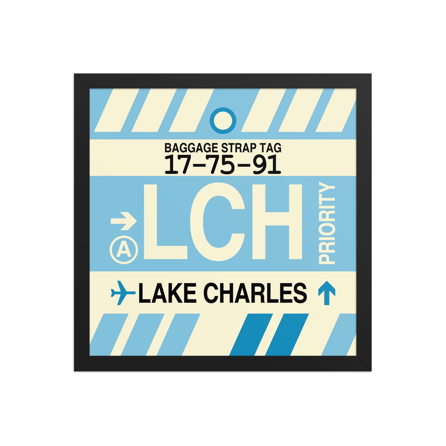 LCH Lake Charles Framed Print • Jet Age Baggage Tag Design • YHM Designs - Image 04