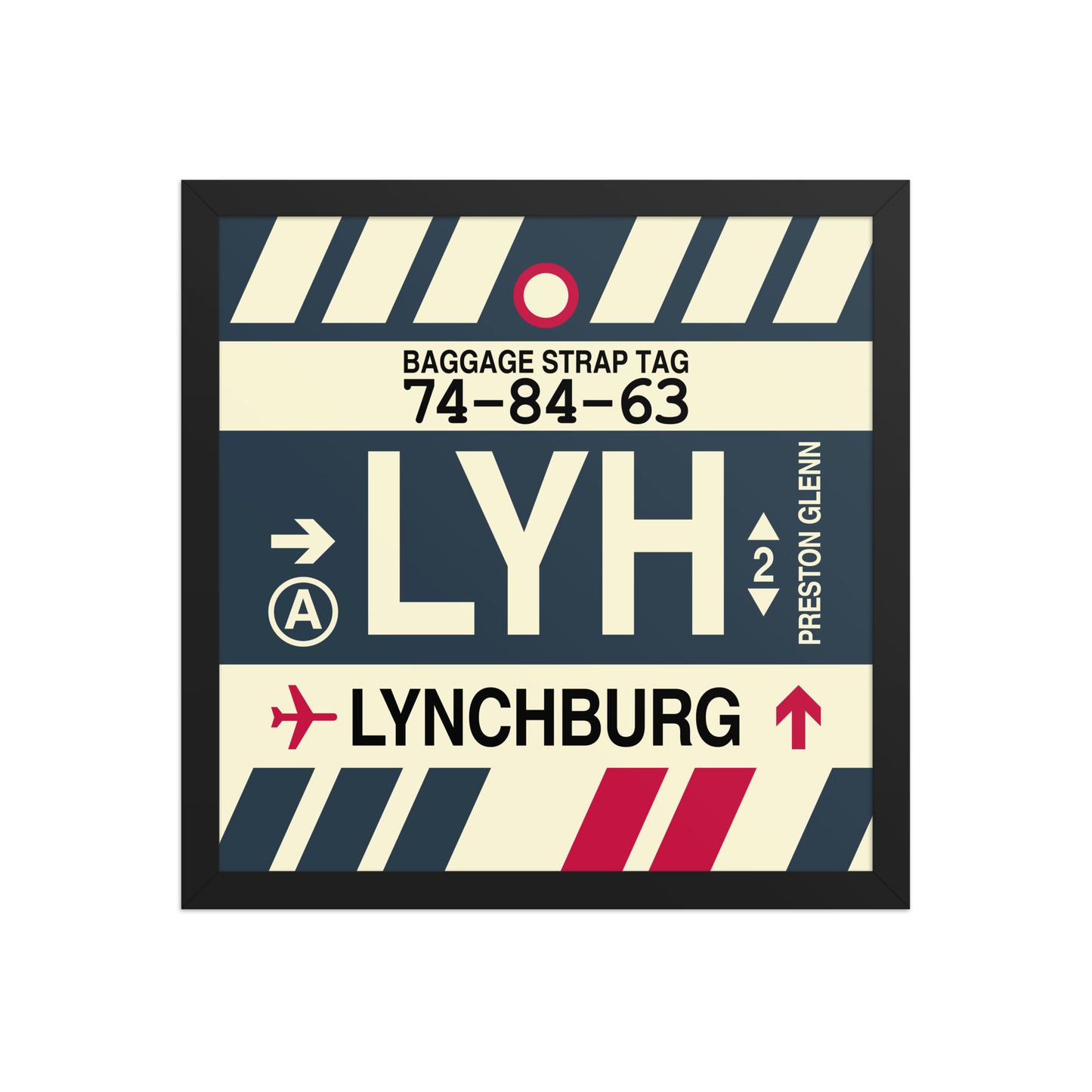 LYH Lynchburg Framed Print • Jet Age Baggage Tag Design • YHM Designs - Image 04