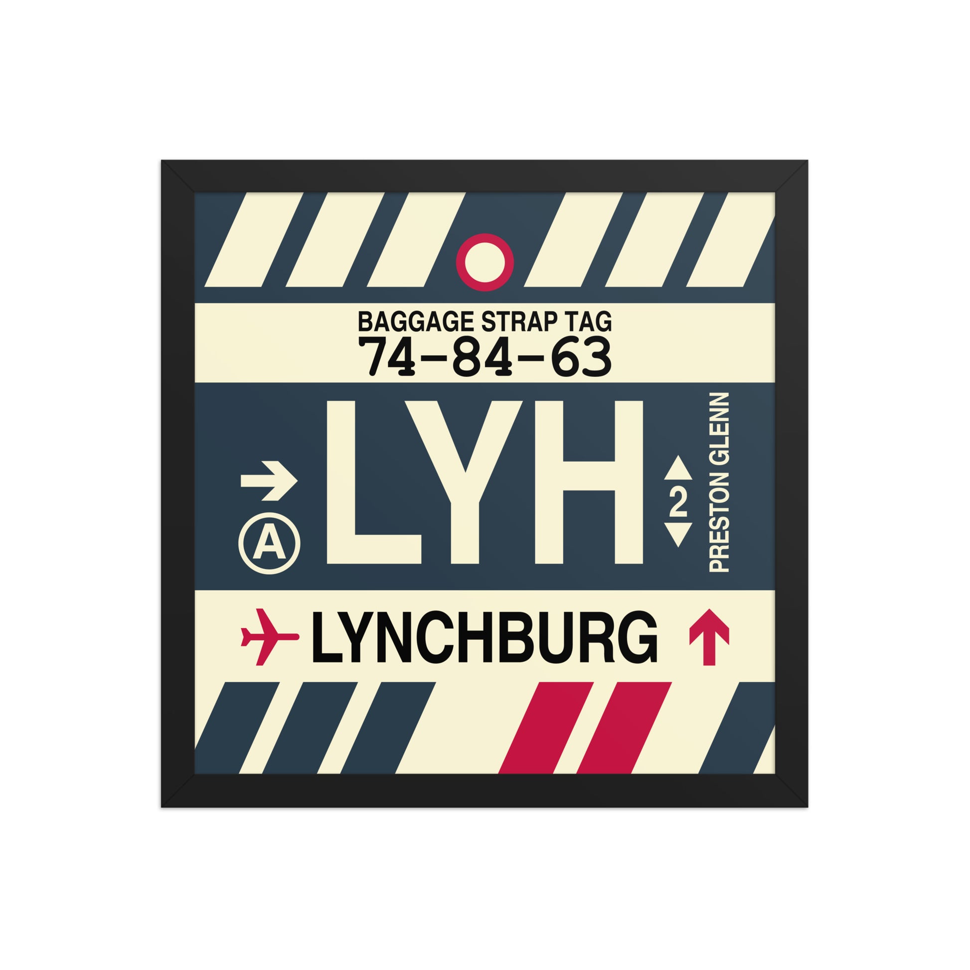 LYH Lynchburg Framed Print • Jet Age Baggage Tag Design • YHM Designs - Image 04
