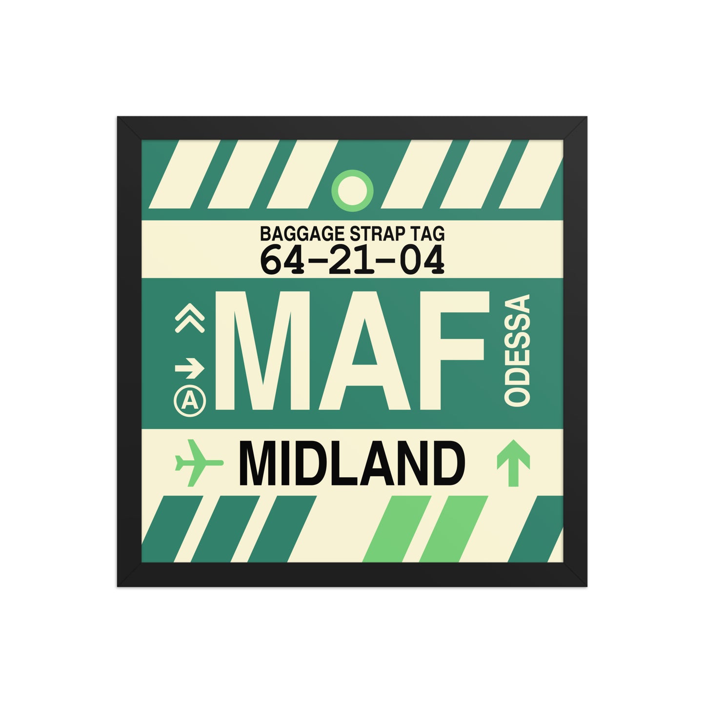 MAF Midland-Odessa Framed Print • Jet Age Baggage Tag Design • YHM Designs - Image 04