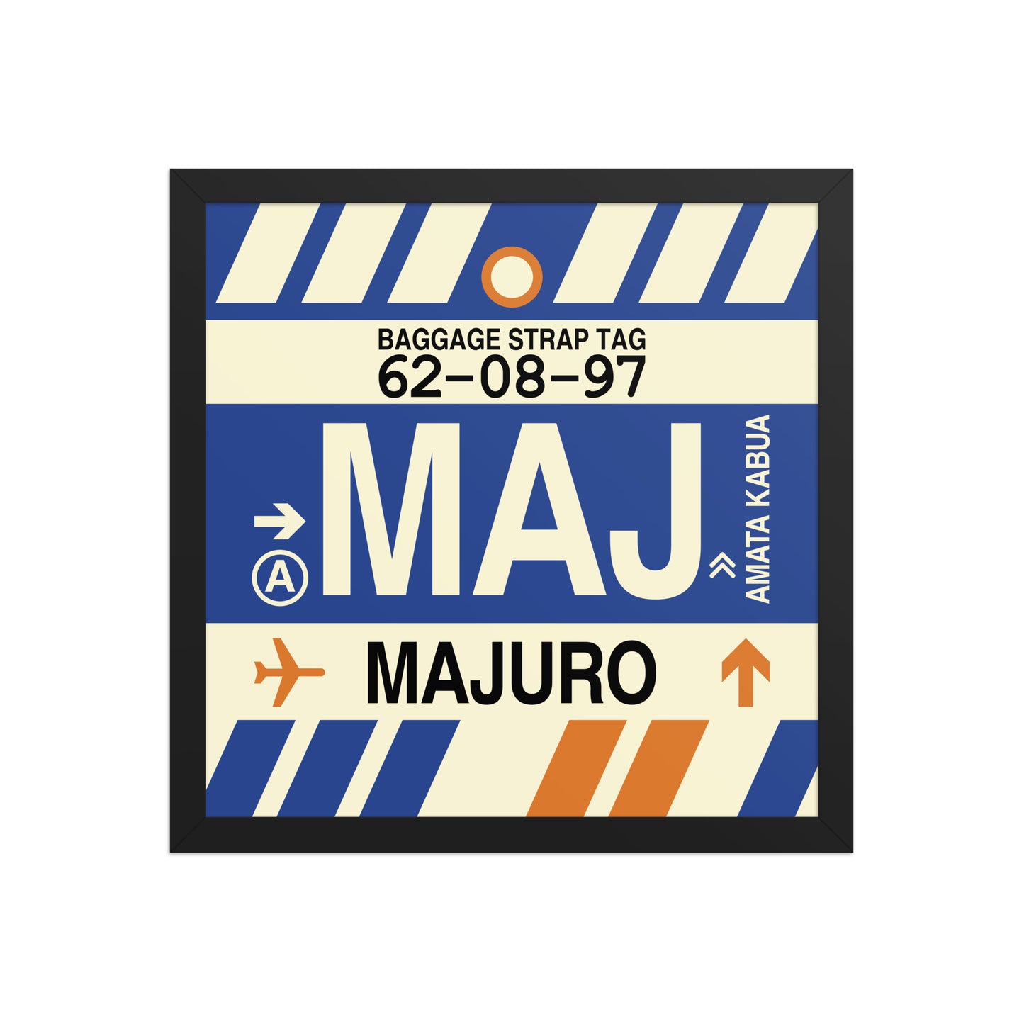 MAJ Majuro Framed Print • Jet Age Baggage Tag Design • YHM Designs - Image 04